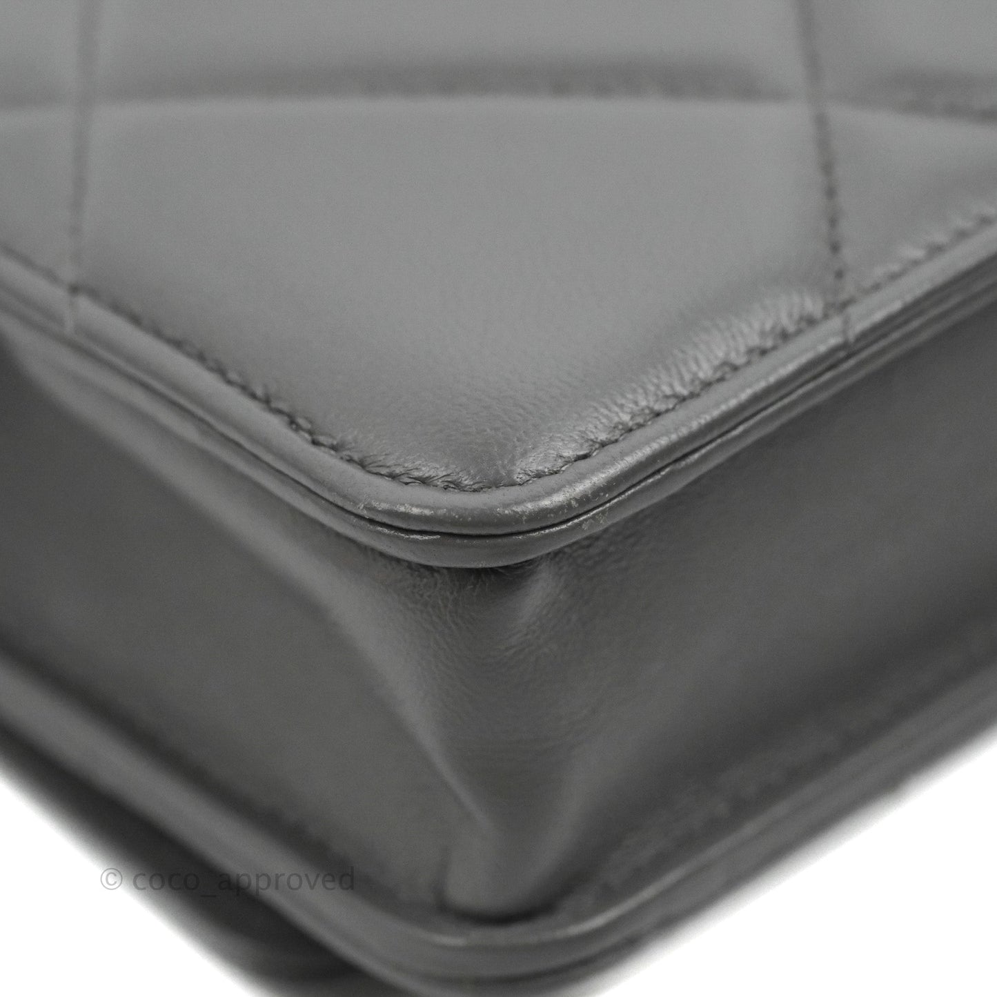 Chanel 19 Wallet on Chain WOC Dark Grey Lambskin Mixed Hardware