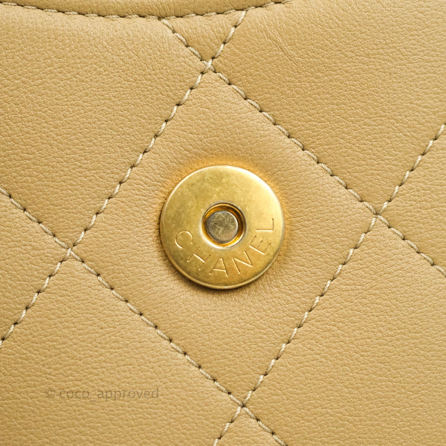 Chanel Small Hobo Bag Beige Calfskin Aged Gold Hardware