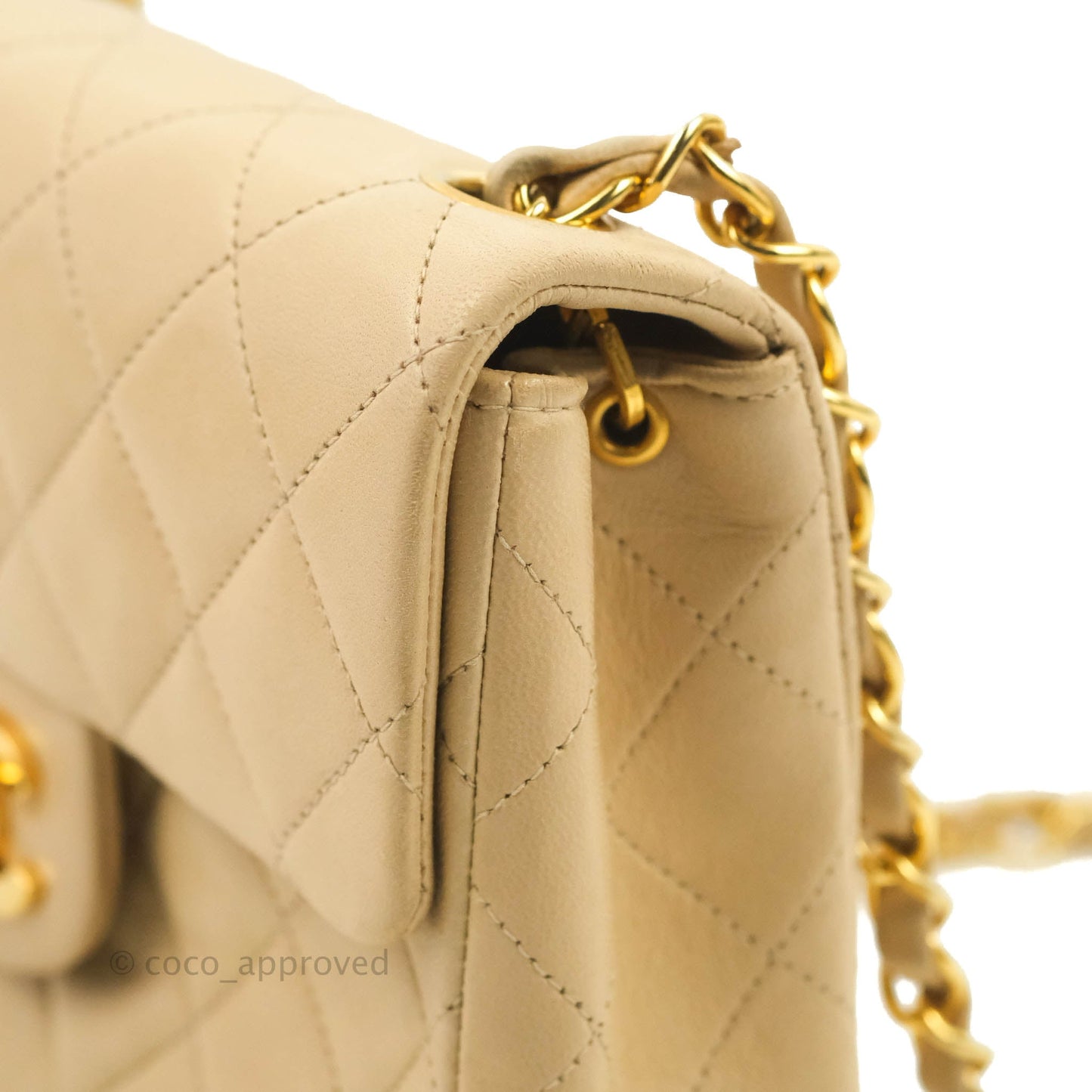 Chanel Vintage Mini Square Beige Lambskin 24K Gold Hardware