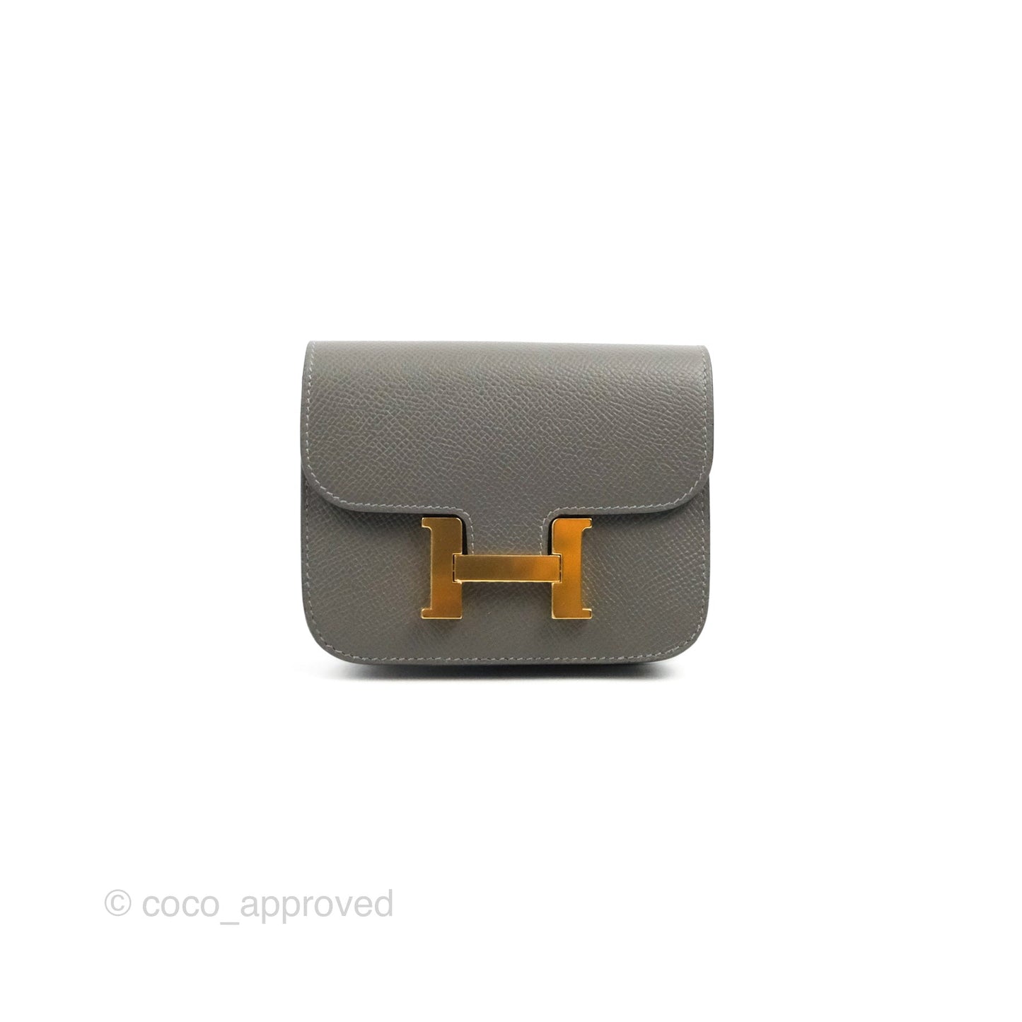 Hermès Constance Slim Wallet Gris Meyer Epsom Gold Hardware