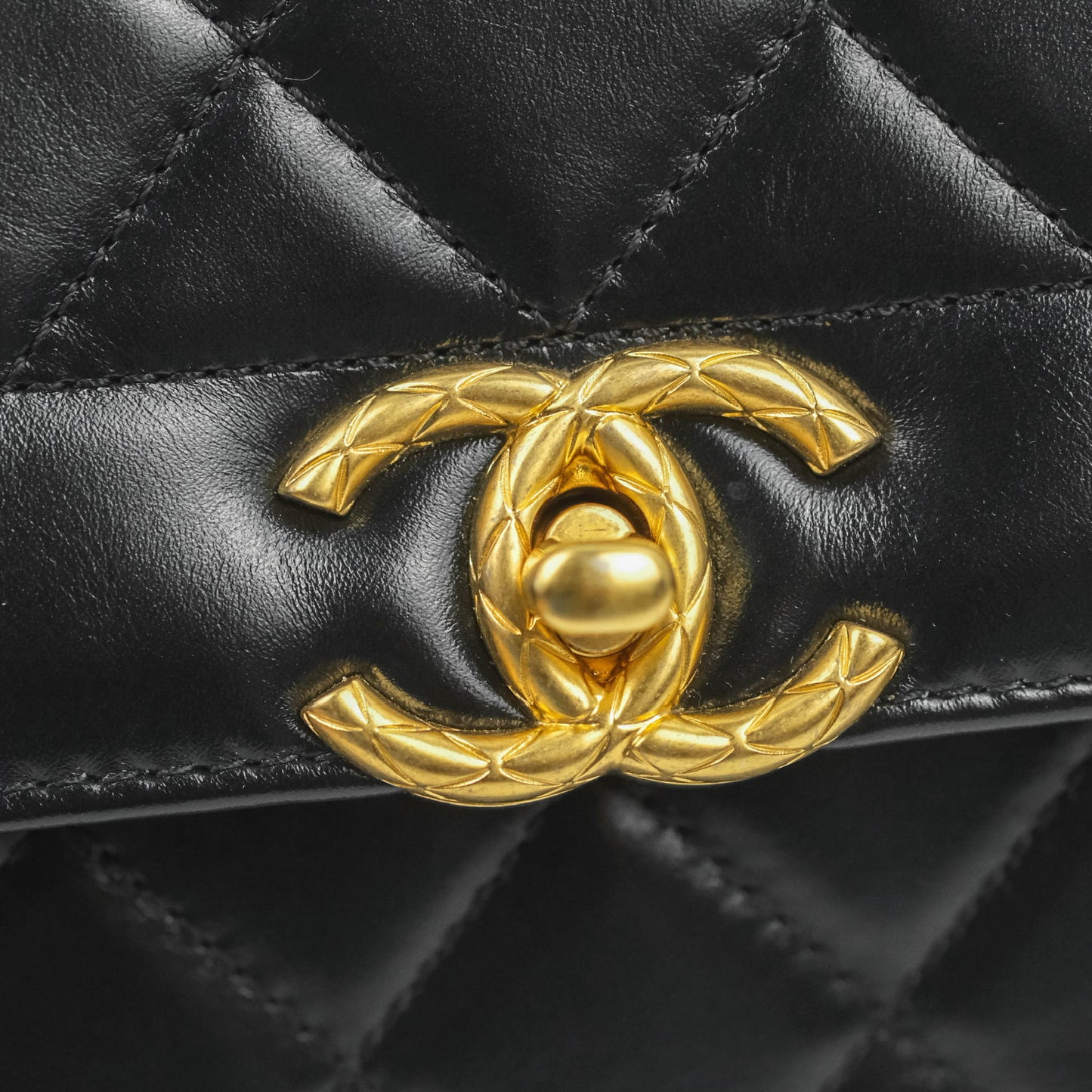 Chanel Mini Flap Bag Black Calfskin Aged Gold Hardware 21B