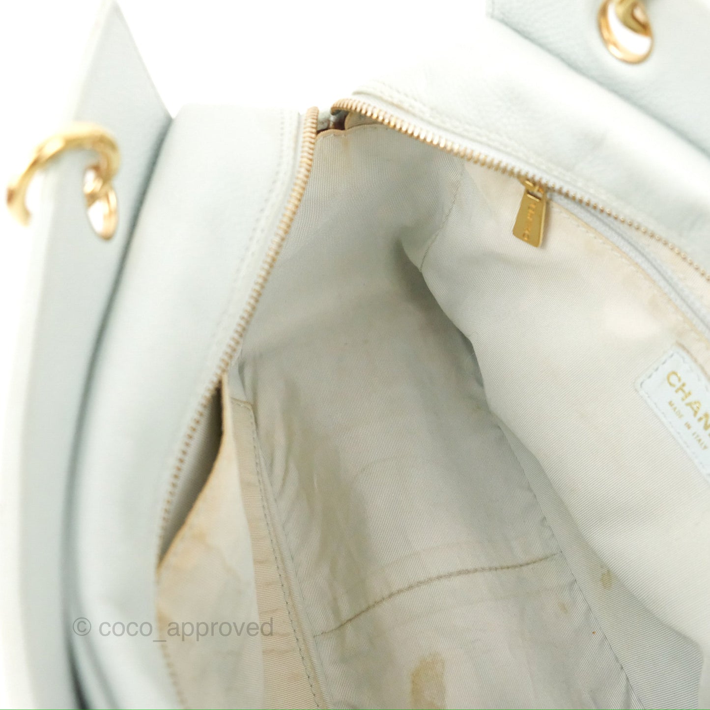 Chanel PTT Petite Timeless Shopping Tote Bag Light Tiffany Blue Caviar Gold Hardware
