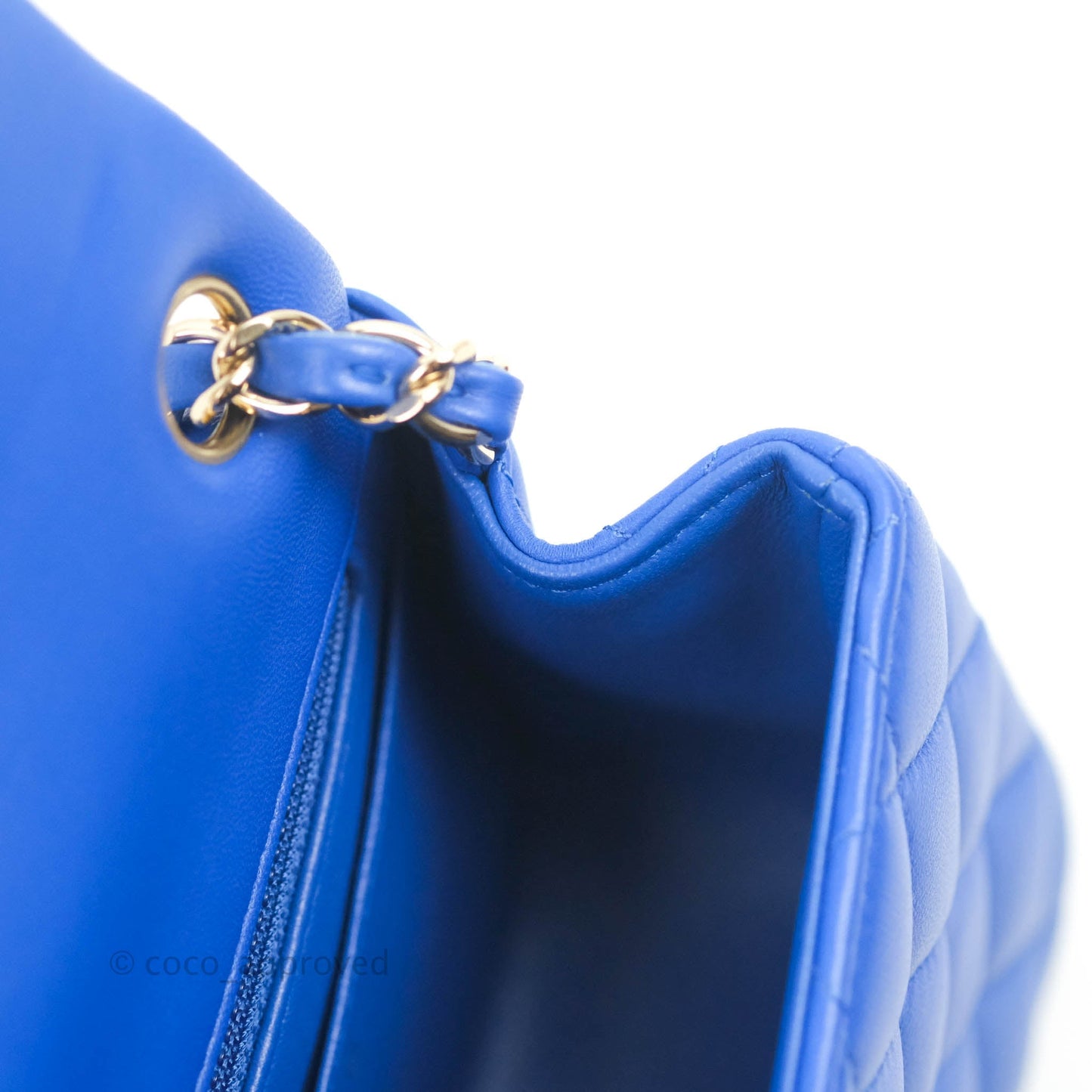 Chanel Mini Square Blue Lambskin Gold Hardware