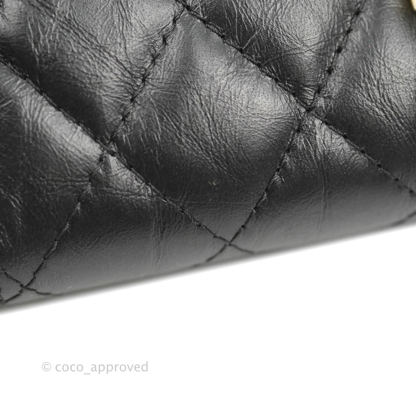 Chanel Reissue 2.55 Clutch With Chain Black Crumpled Calfskin Aged Gold Hardware