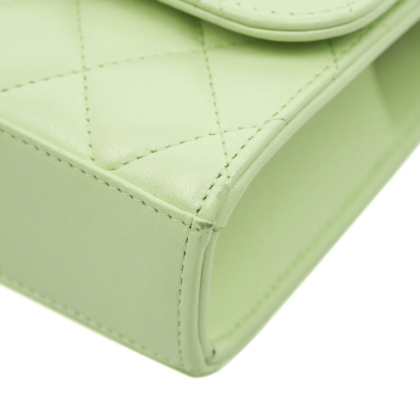 Chanel Mini Quilted Trendy CC Clutch With Chain Light Green Lambskin Gold Hardware