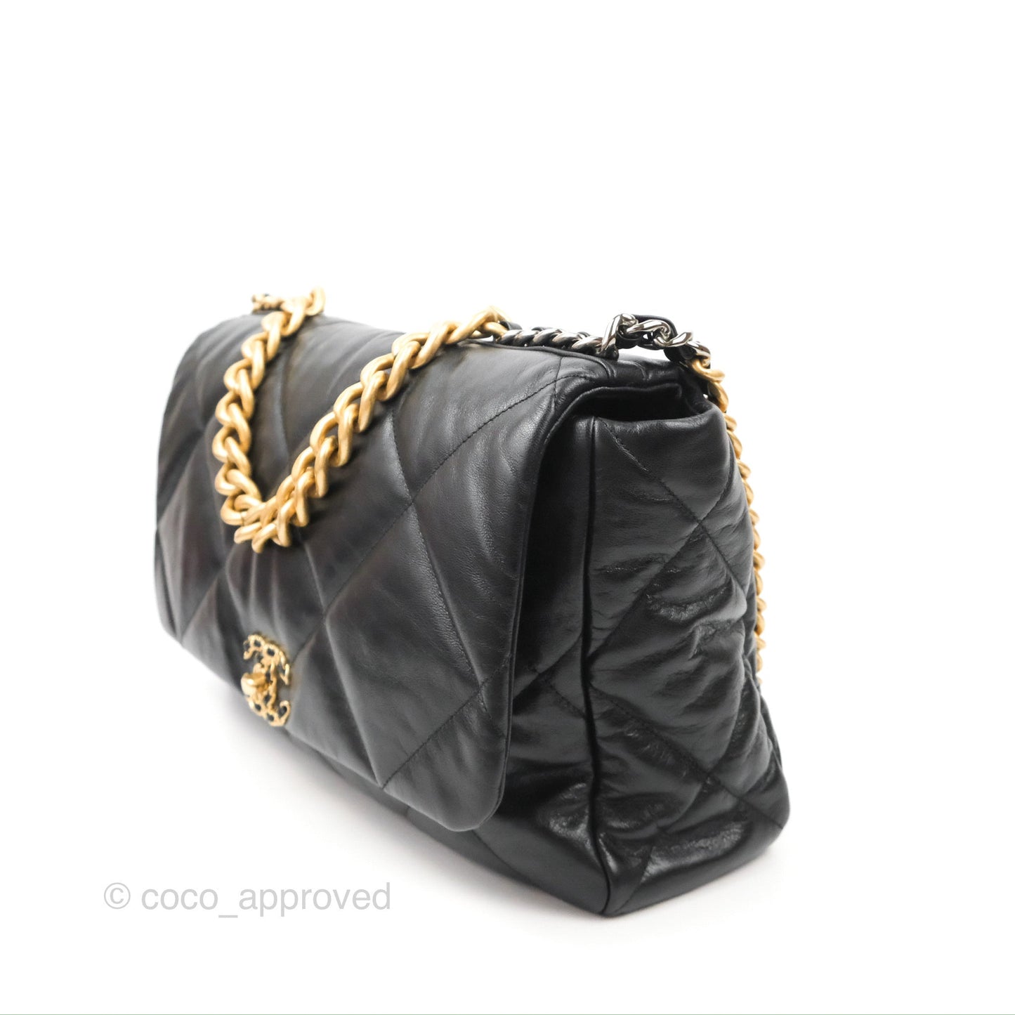 Chanel 19 Maxi Flap Bag Black Goatskin Mixed Hardware