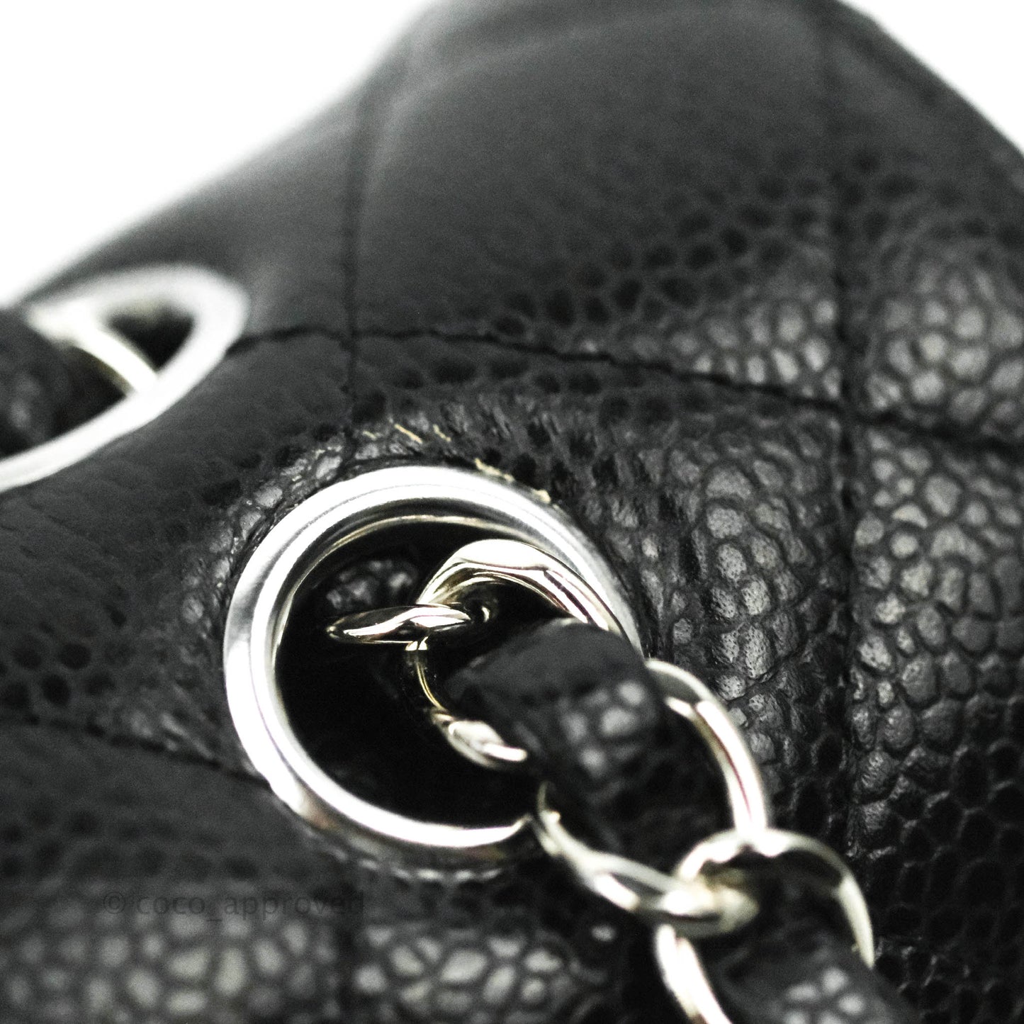 Chanel Classic M/L Medium Double Flap Bag Black Caviar Silver Hardware