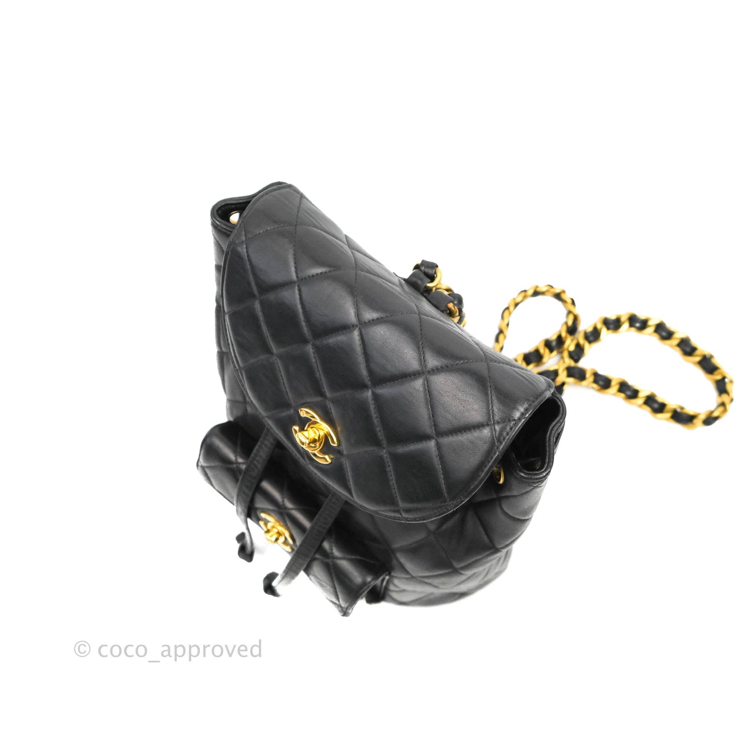 Chanel Vintage CC Duma Backpack Black Lambskin 24K Gold Hardware