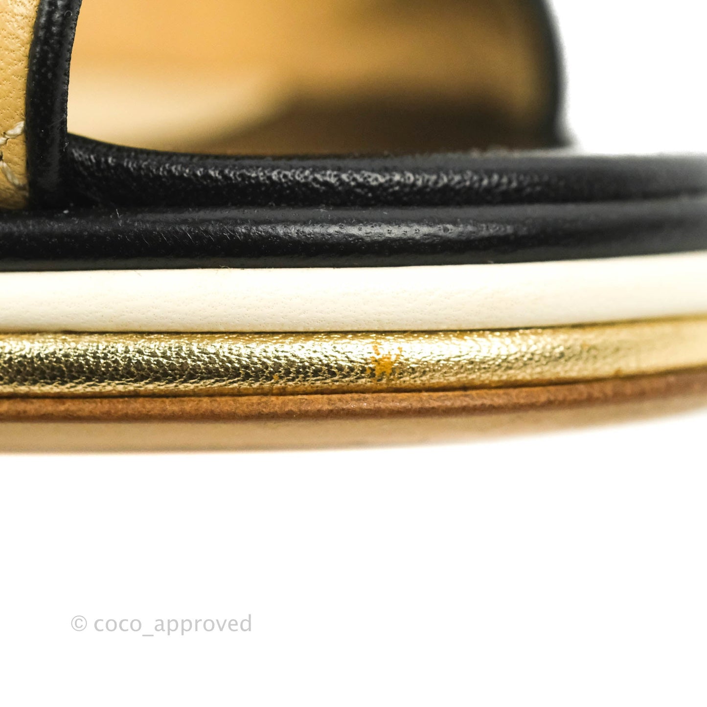 Chanel Beige Black Quilted Leather CC Block Heel Ankle Strap Sandal Size 38
