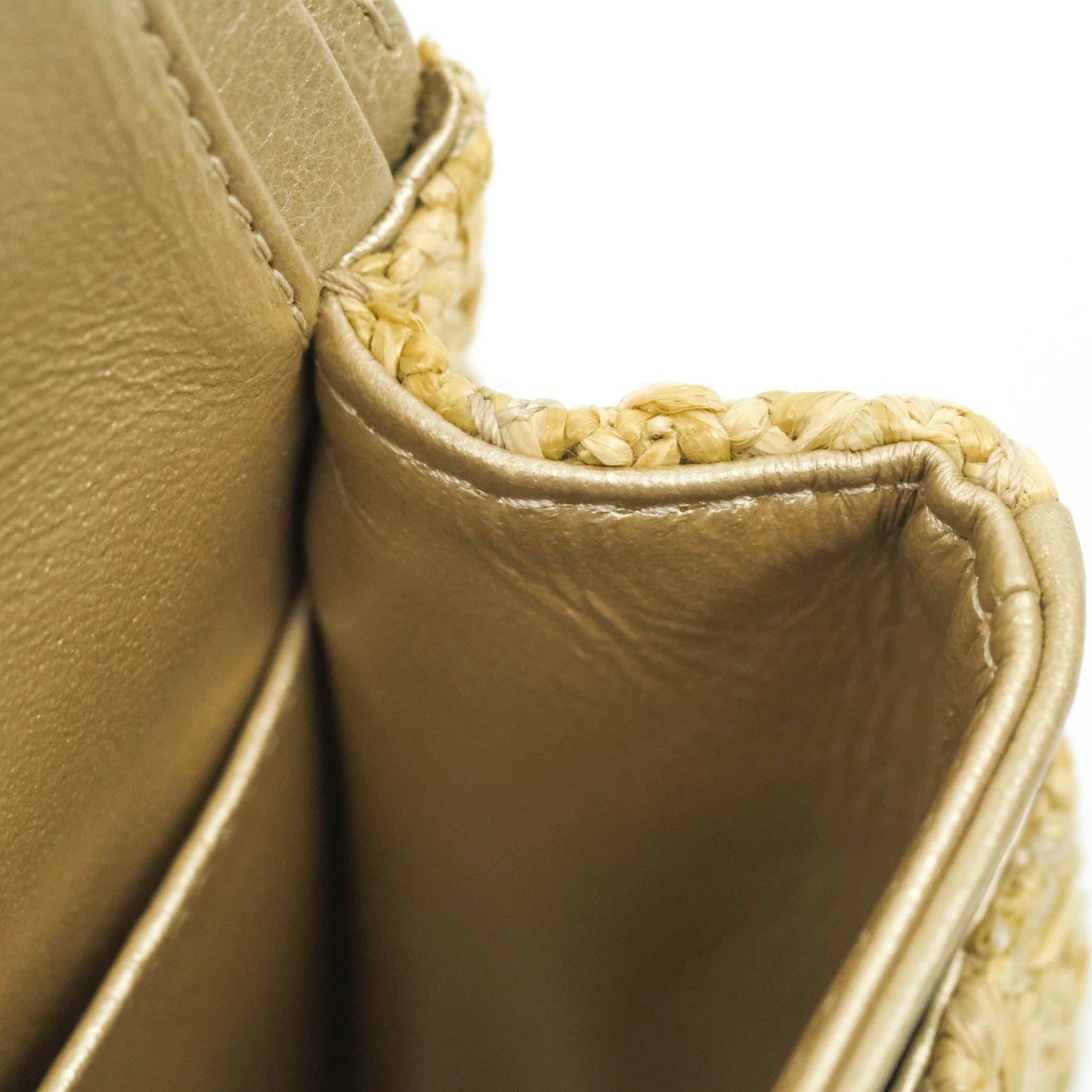 Chanel Classic M/L Medium Double Flap Woven Reed Aged Gold Hardware