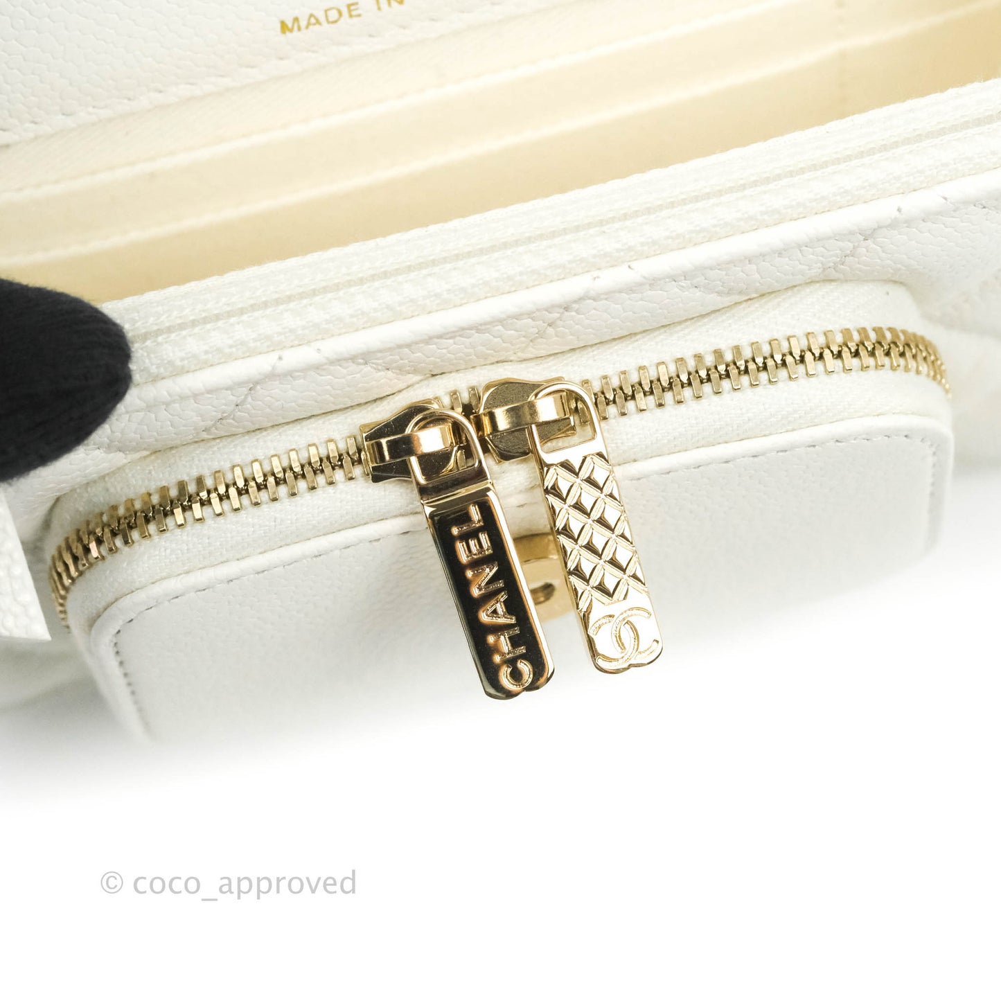 Chanel Business Affinity Clutch With Chain White Caviar Gold Hardware
