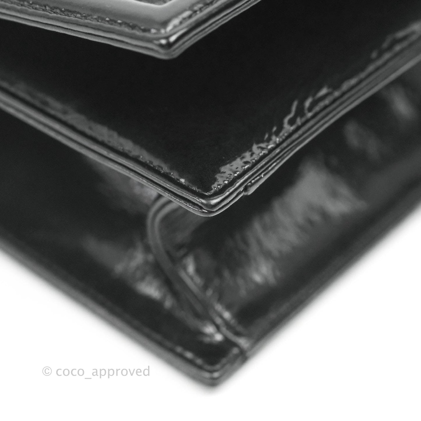 Chanel Boy Clutch Python Patent Black Ruthenium Hardware