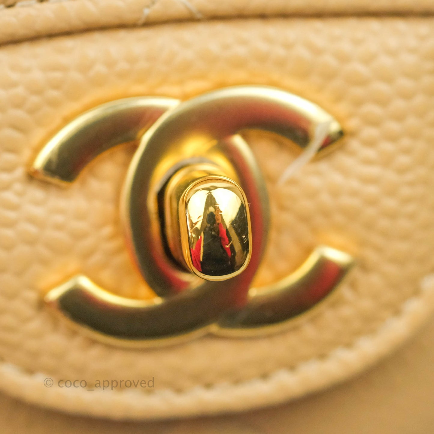 Chanel Small Classic Quilted Flap Beige Caviar Gold Hardware