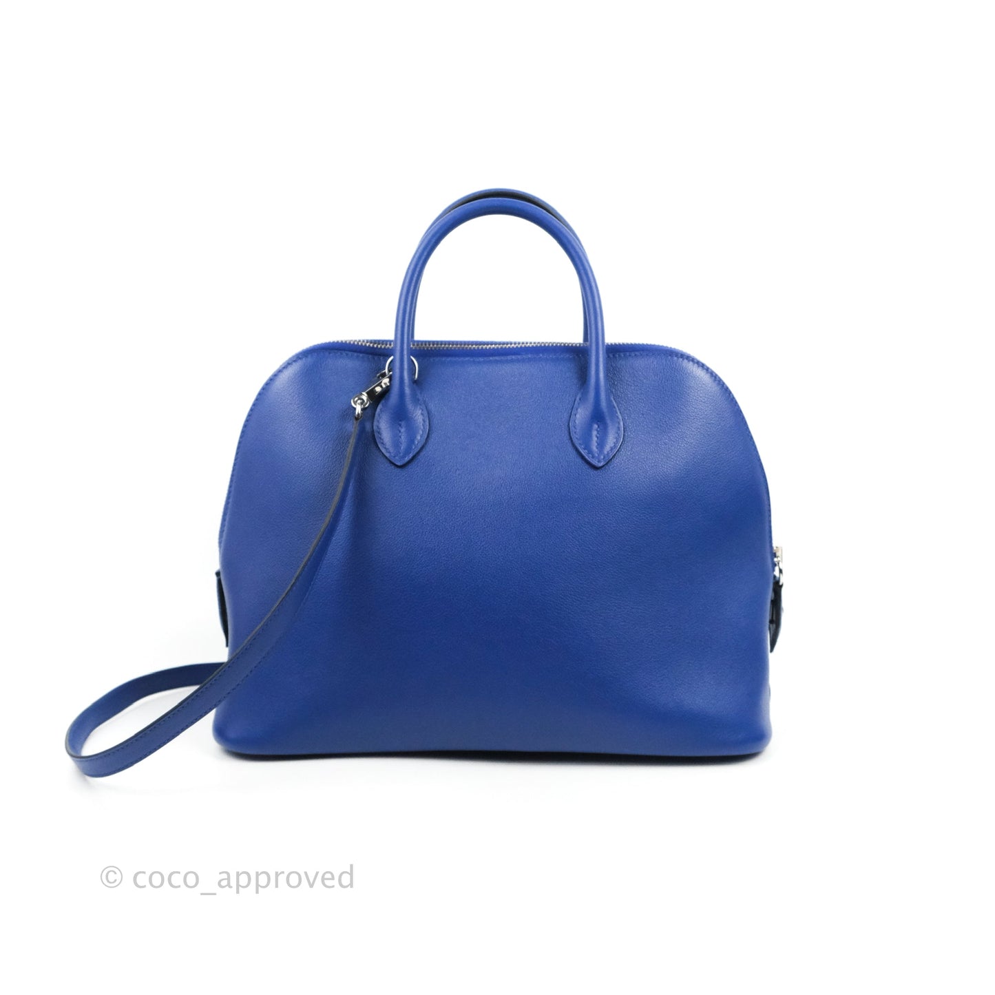 Hermès Bolide 1923 31 Bleu Royal Evercolor Palladium Hardware