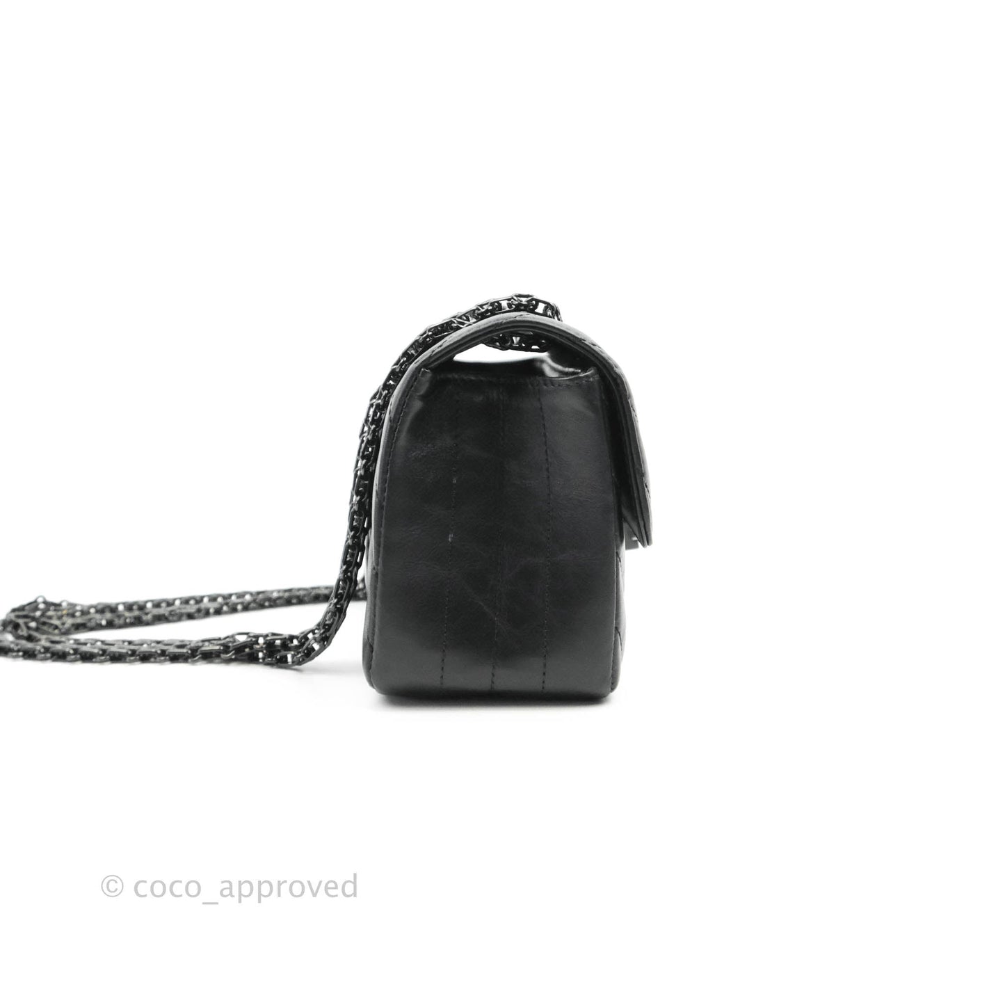Chanel Mini Reissue 224 So Black Chevron Calfskin Black Hardware