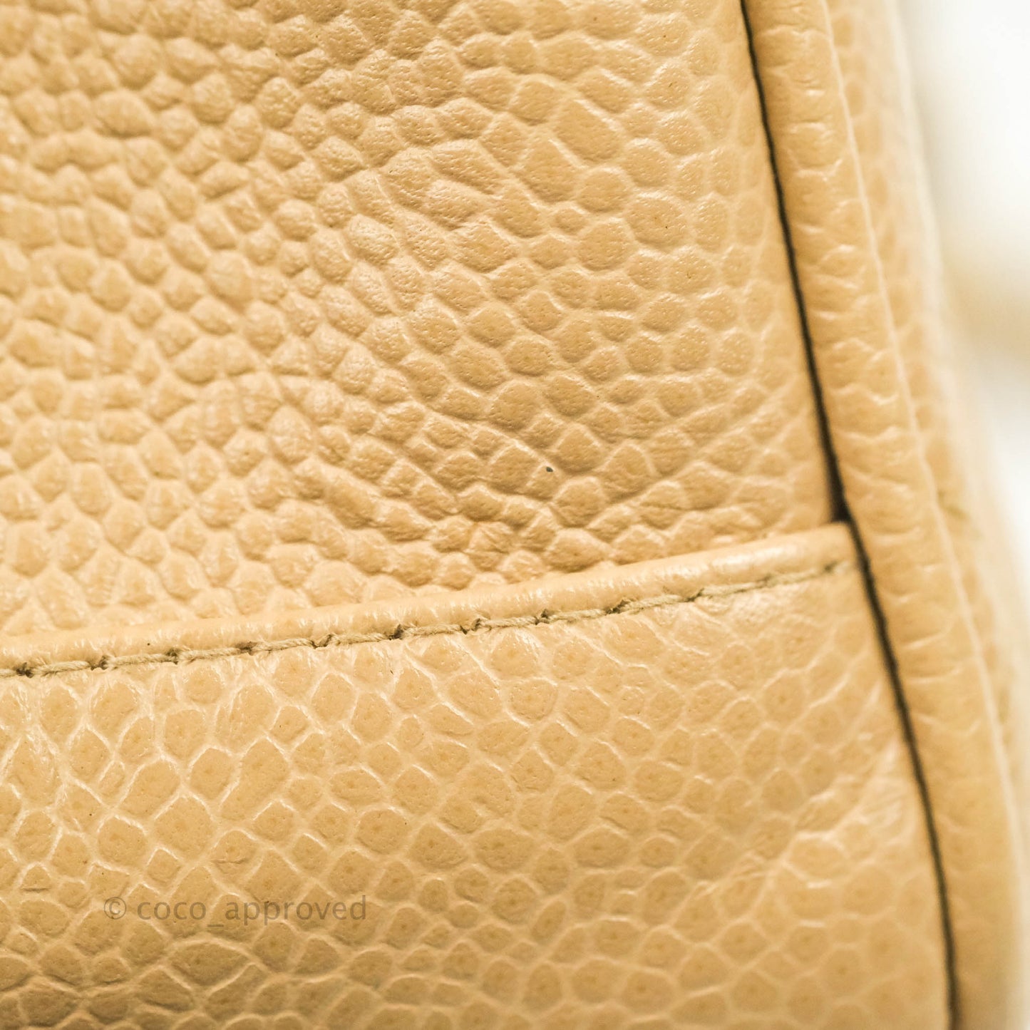 Chanel Vintage CC Quilted Tote Dark Beige Caviar 24K Gold Hardware
