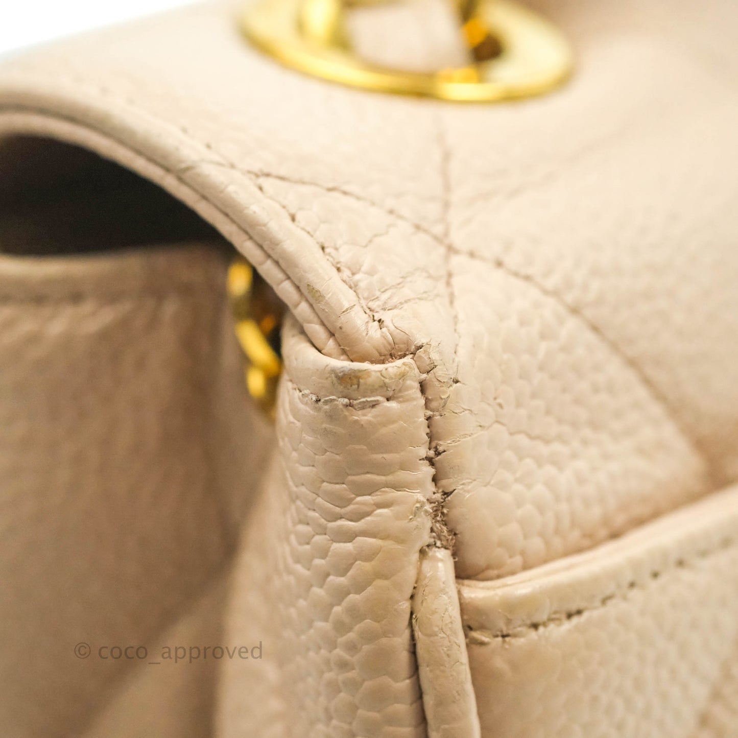 Chanel Vintage CC Large Square Shoulder Bag Dusty Pink Caviar 24K Gold Hardware