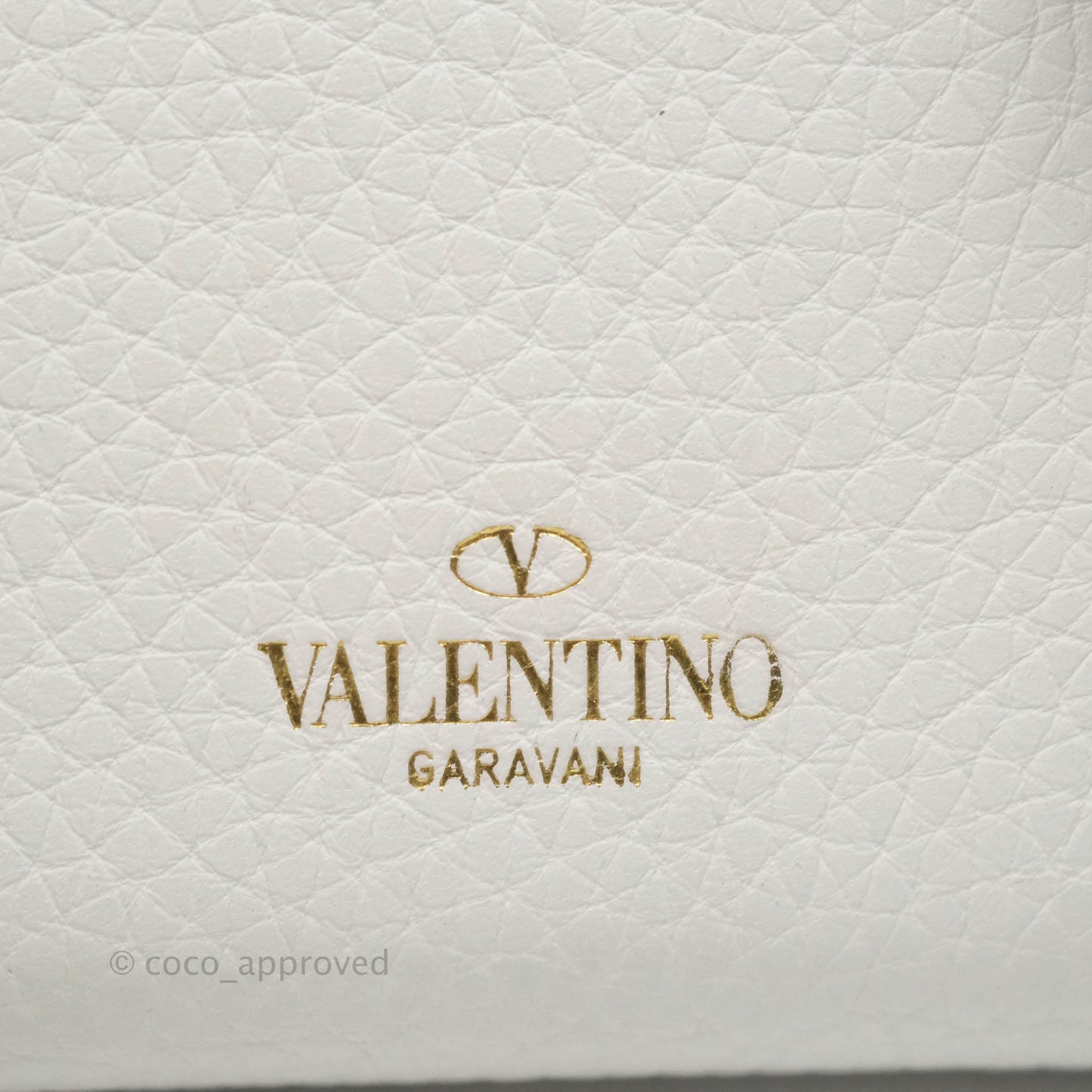 Valentino Garavani Shot Wallet White Grained Leather Gold Hardware