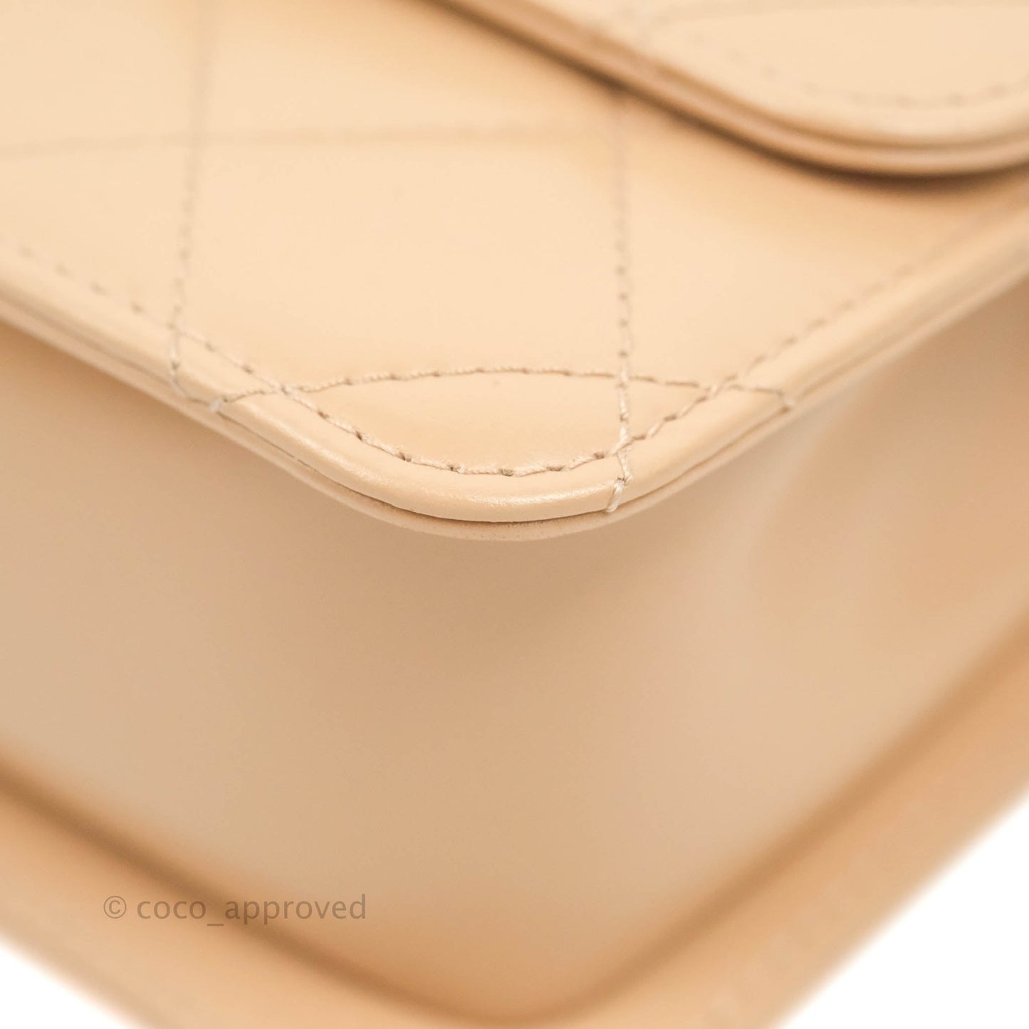 Chanel Quilted Perfect Fit Adjustable Beige Calfskin Gold Hardware 21A