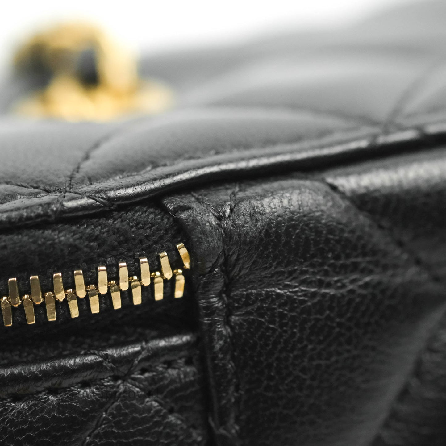 Chanel Vanity with Pearl Crush Chain in Black Lambskin Aged Gold Hardware