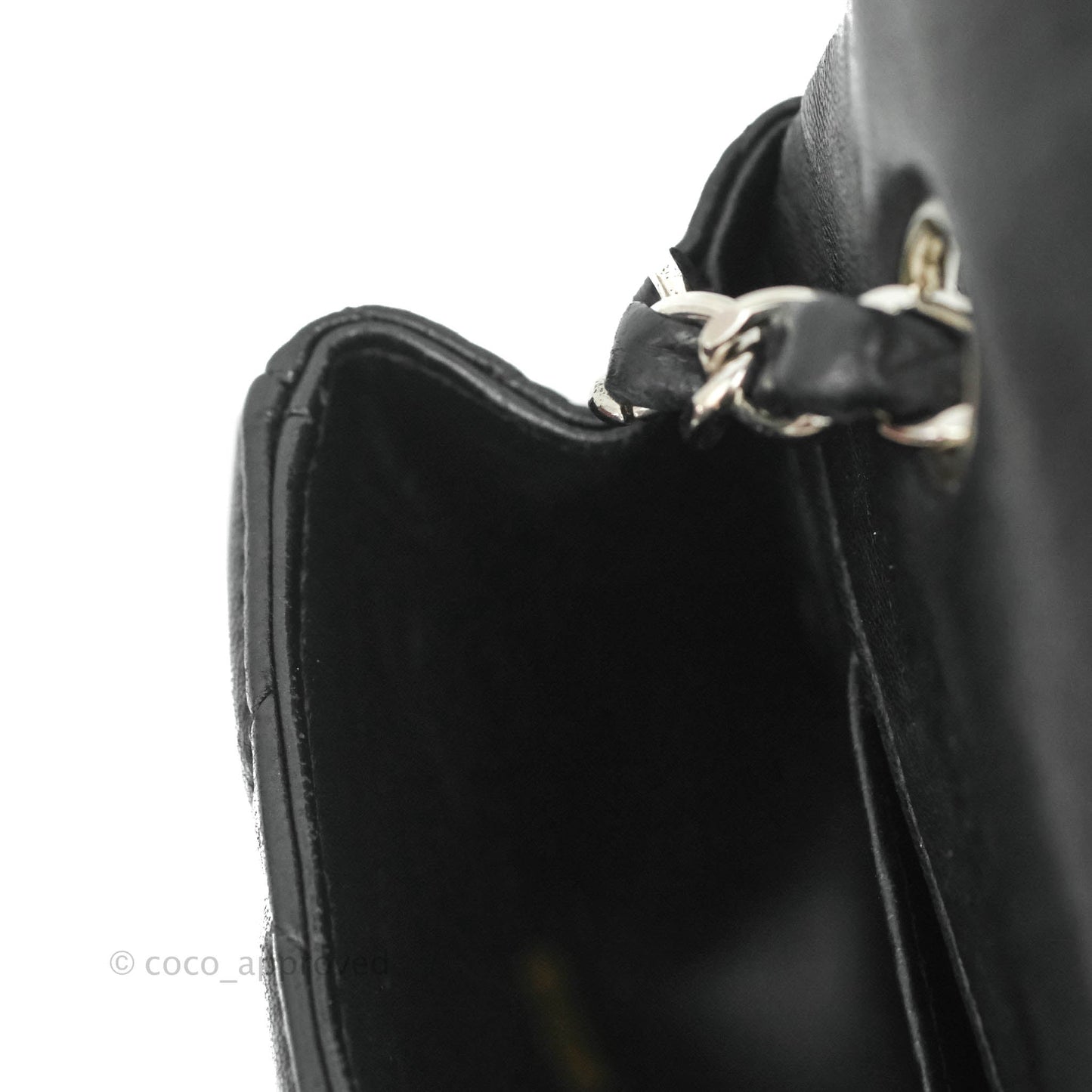 Chanel Quilted East West Flap Bag Black Lambskin Silver Hardware