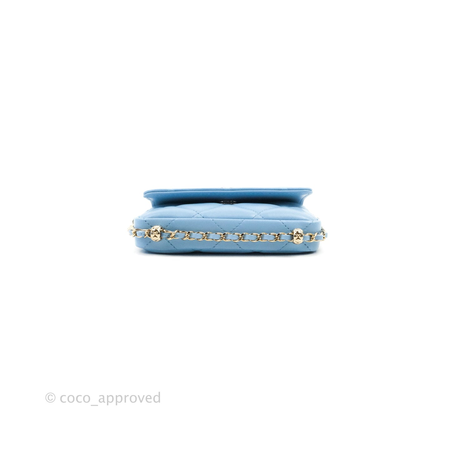 Chanel Mini Clutch With Chain Blue Lambskin Gold Hardware
