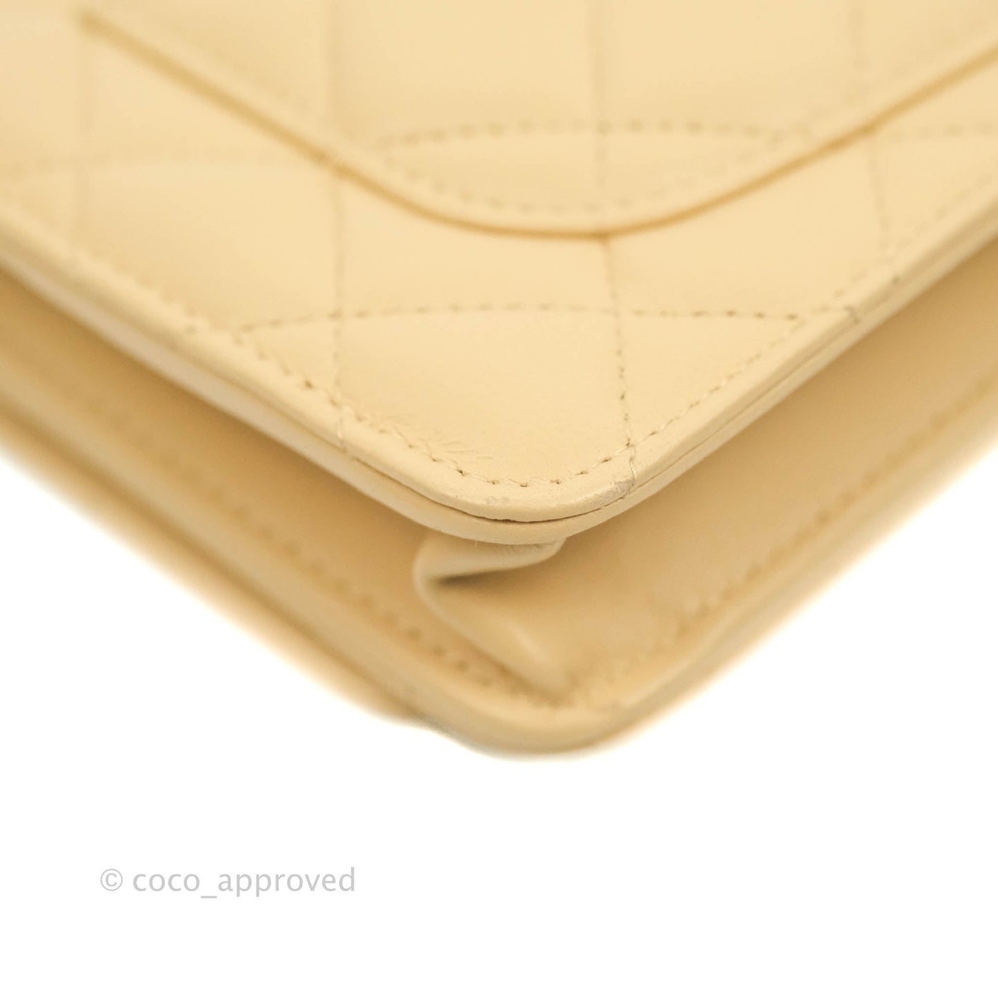 Chanel Quilted Pearl Crush Wallet on Chain WOC Beige Lambskin Aged Gold Hardware