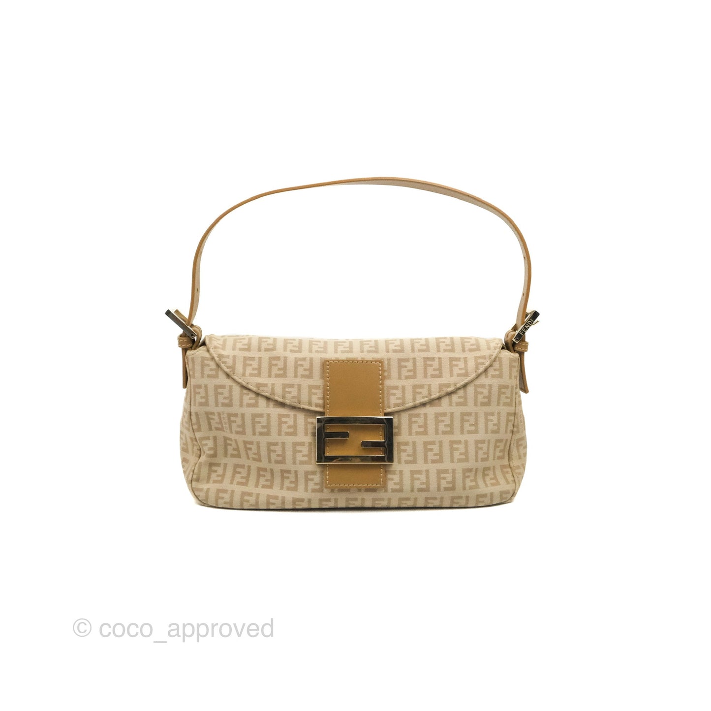 Fendi Vintage Baguette Shoulder Bag Beige Zucchino Canvas