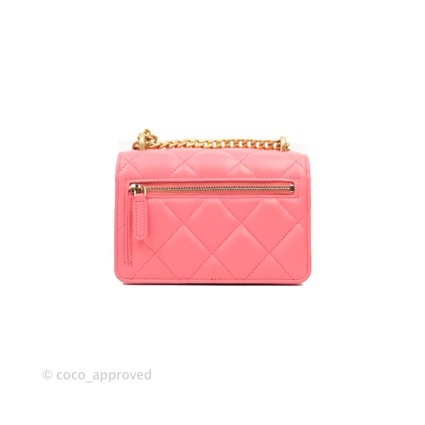 Chanel Clutch with Chain Pink Lambskin Enamel Gold Hardware