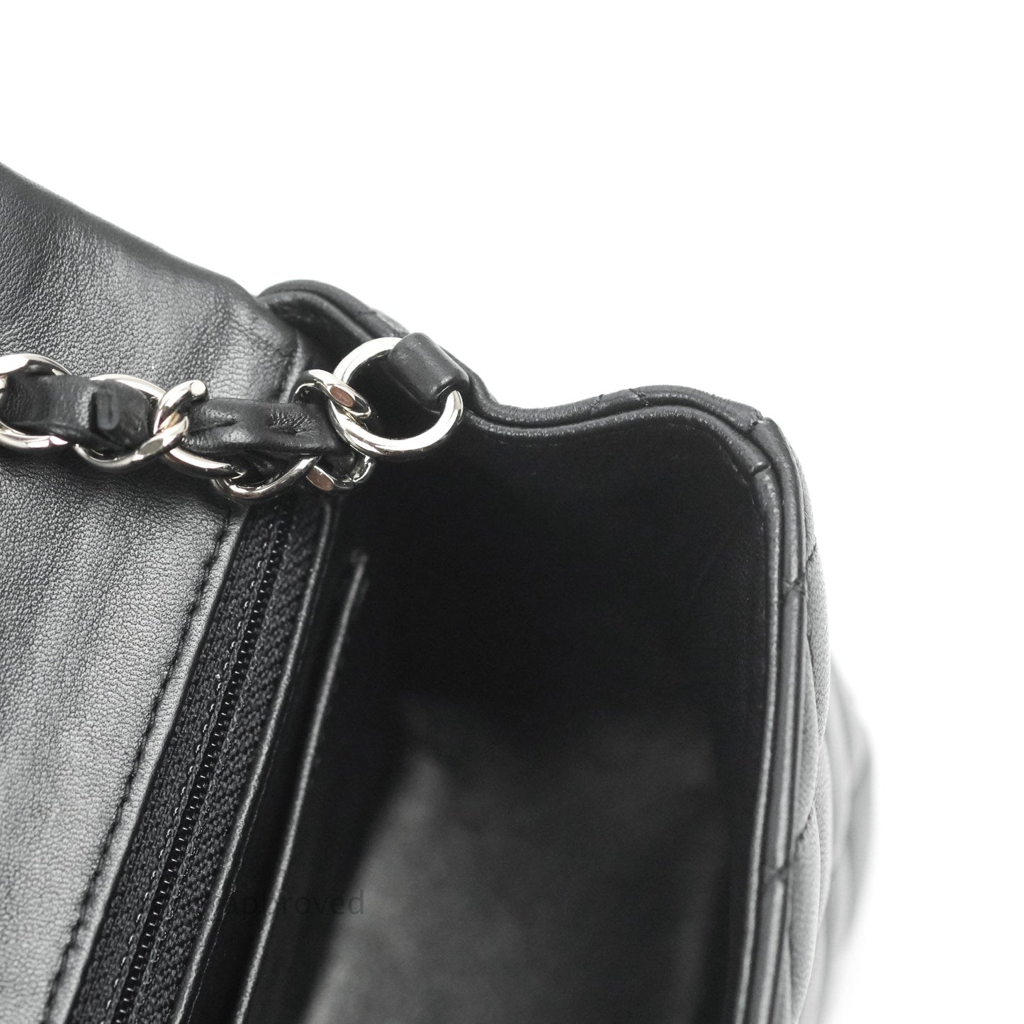 Chanel Quilted Mini Rectangular Flap Black Lambskin Silver Hardware