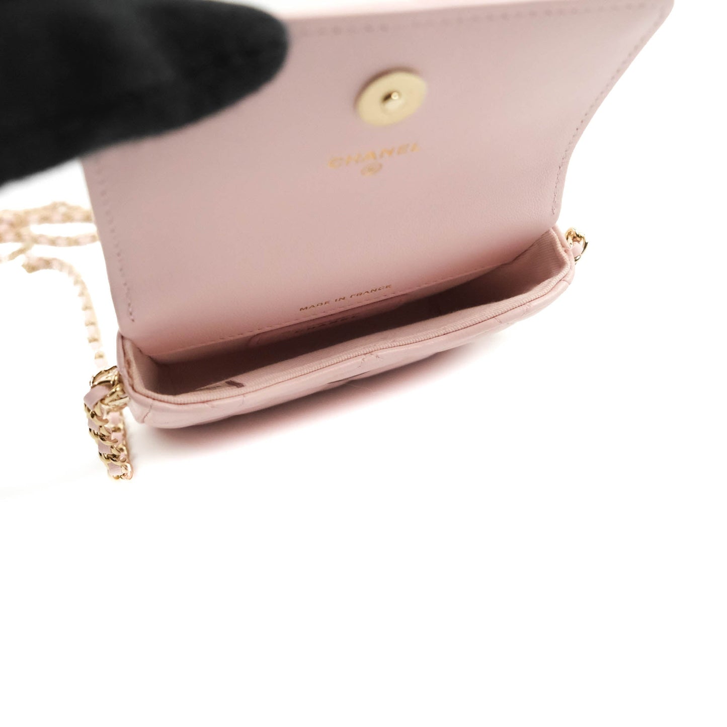 Chanel Mini Clutch With Chain Pink Lambskin Gold Hardware