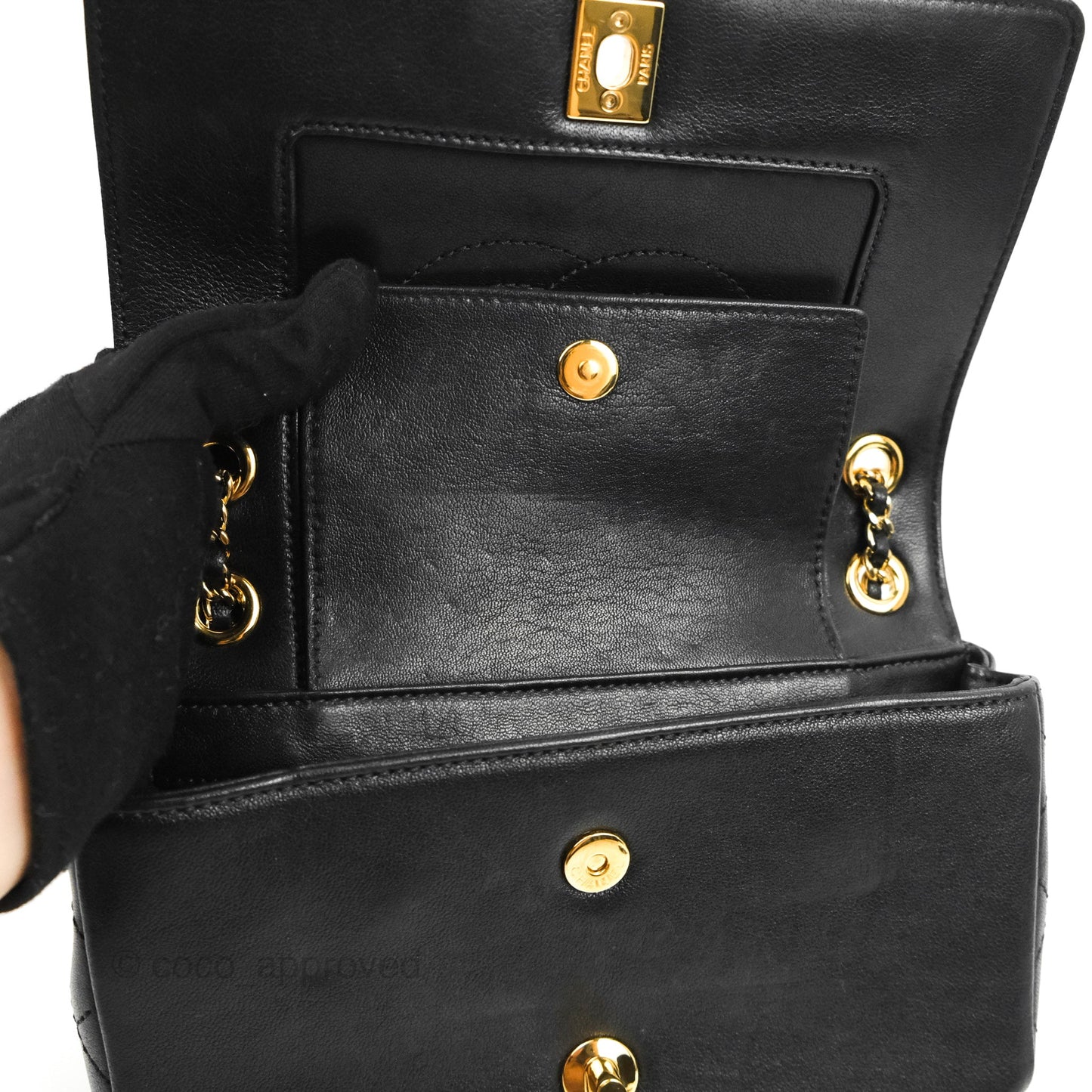 Chanel Small Vintage Mademoiselle Flap Black Sheepskin Gold Hardware