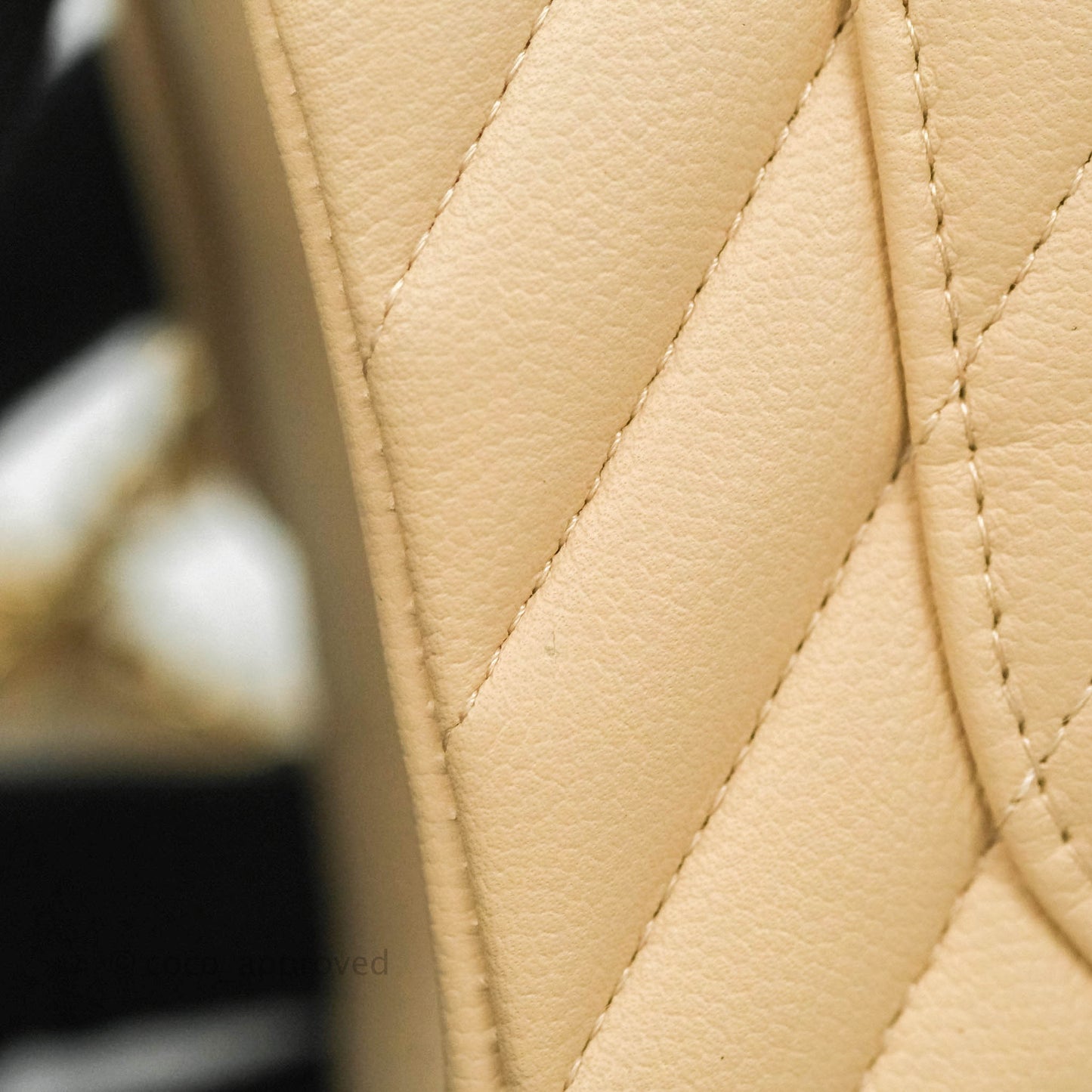Chanel Classic S/M Small Double Flap Chevron Beige Caviar Gold Hardware