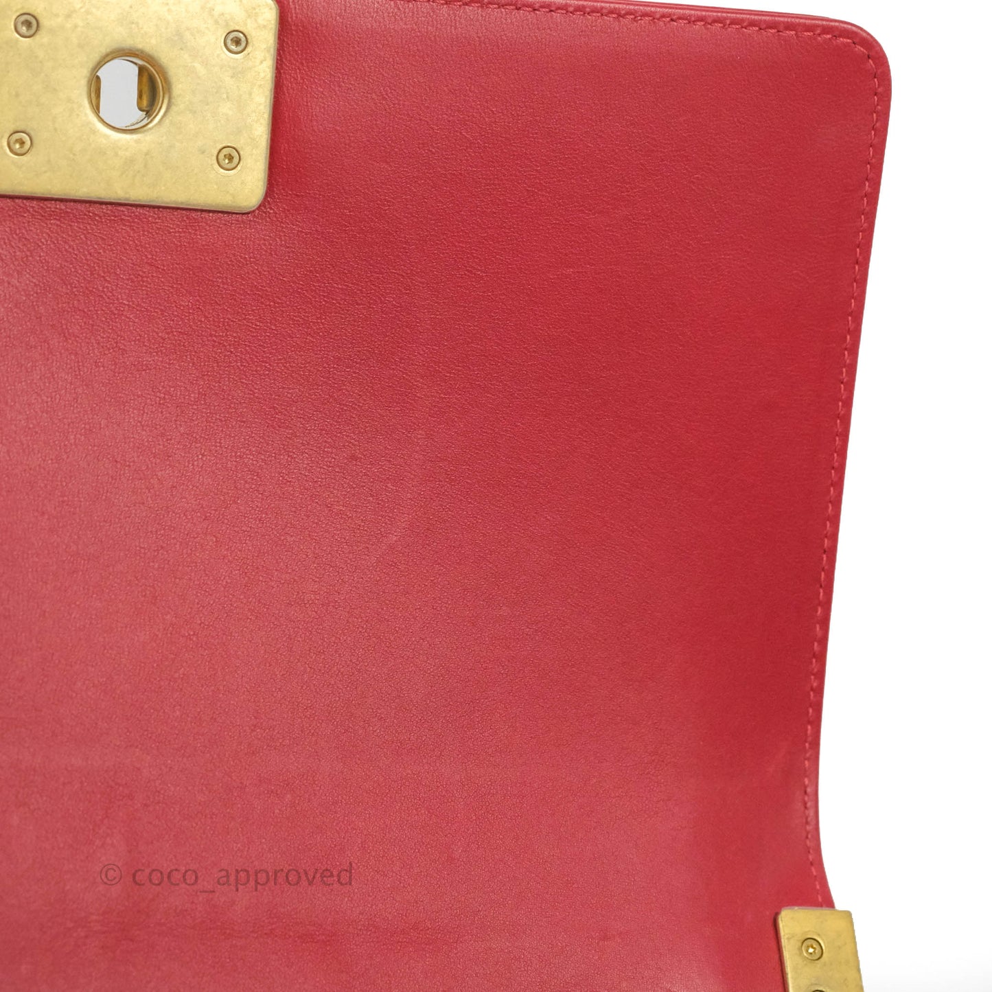 Chanel Quilted Medium Boy Red Lambskin Aged Gold Hardware