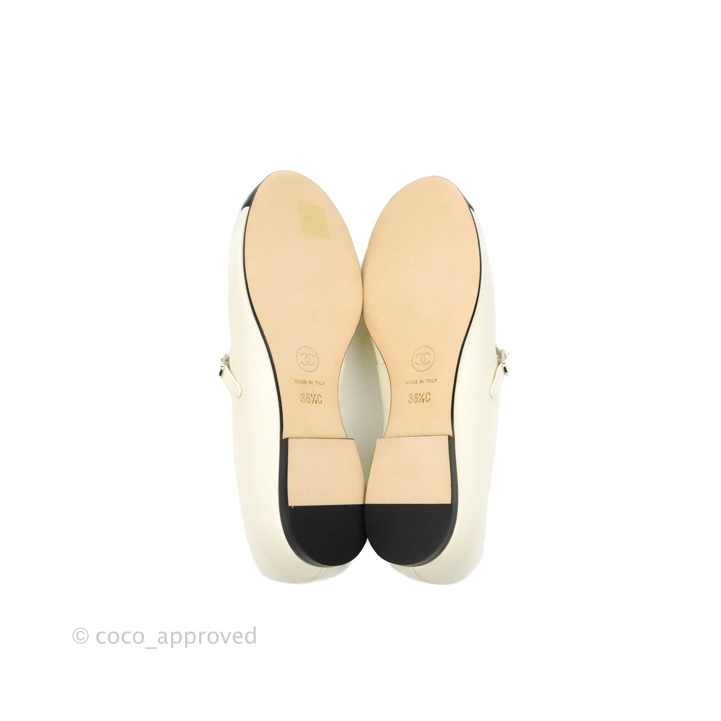 Chanel Mary Janes Flats White/Black 36.5