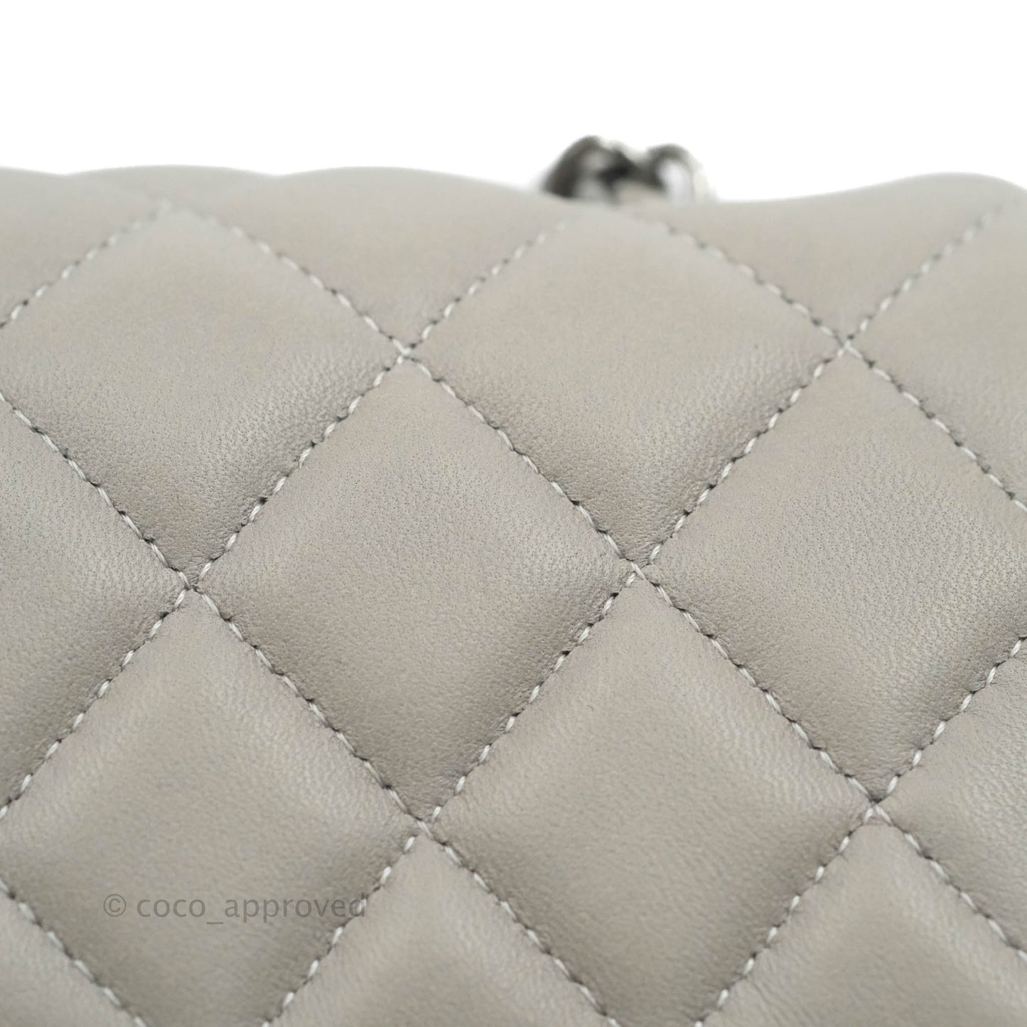 Chanel Quilted Mini Rectangular Flap Grey Lambskin Dark Silver Hardware