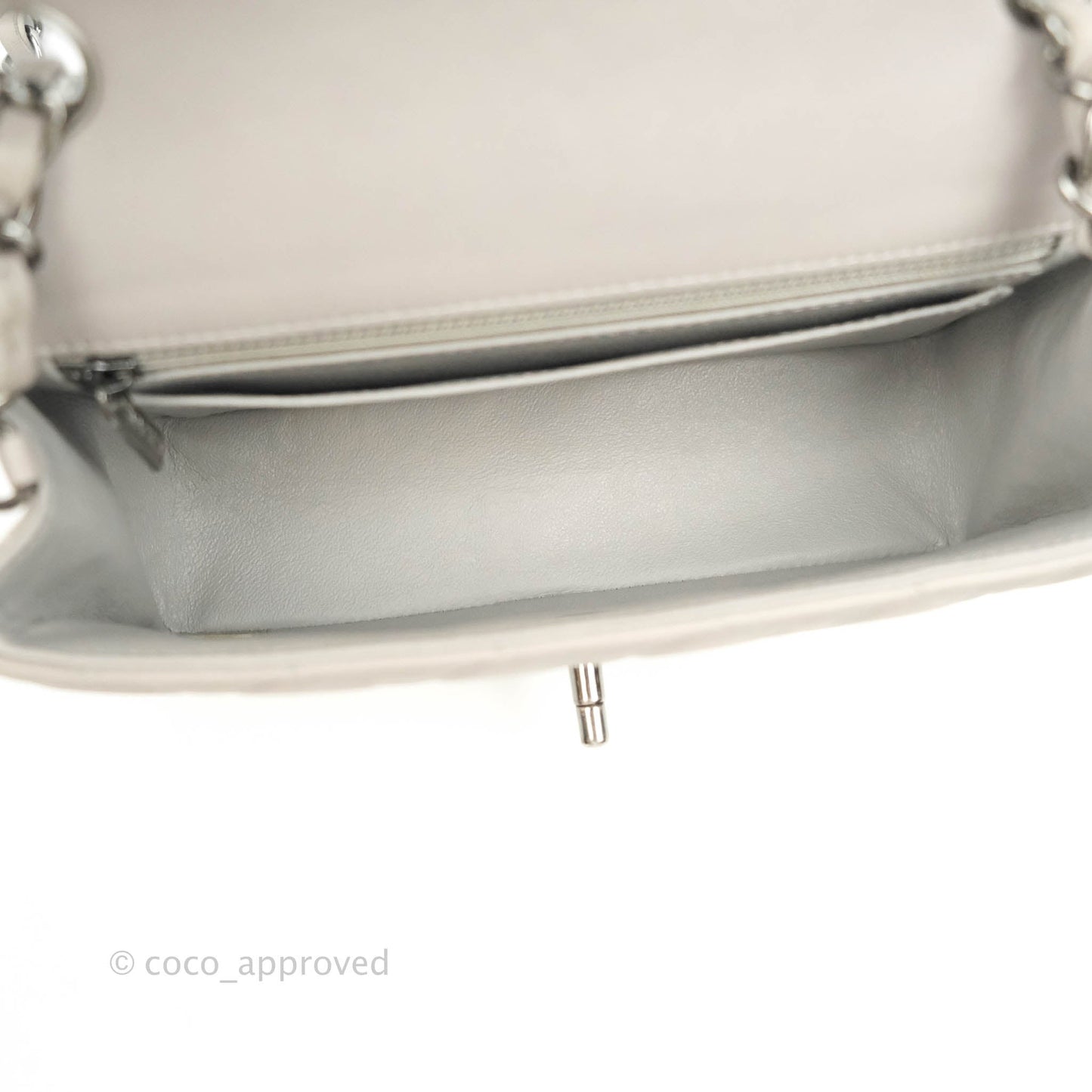 Chanel Quilted Mini Rectangular Flap Grey Lambskin Dark Silver Hardware