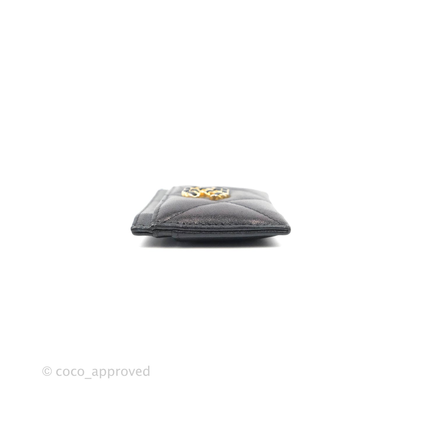 Chanel 19 Quilted Iridescent Black Flat Card Holder
