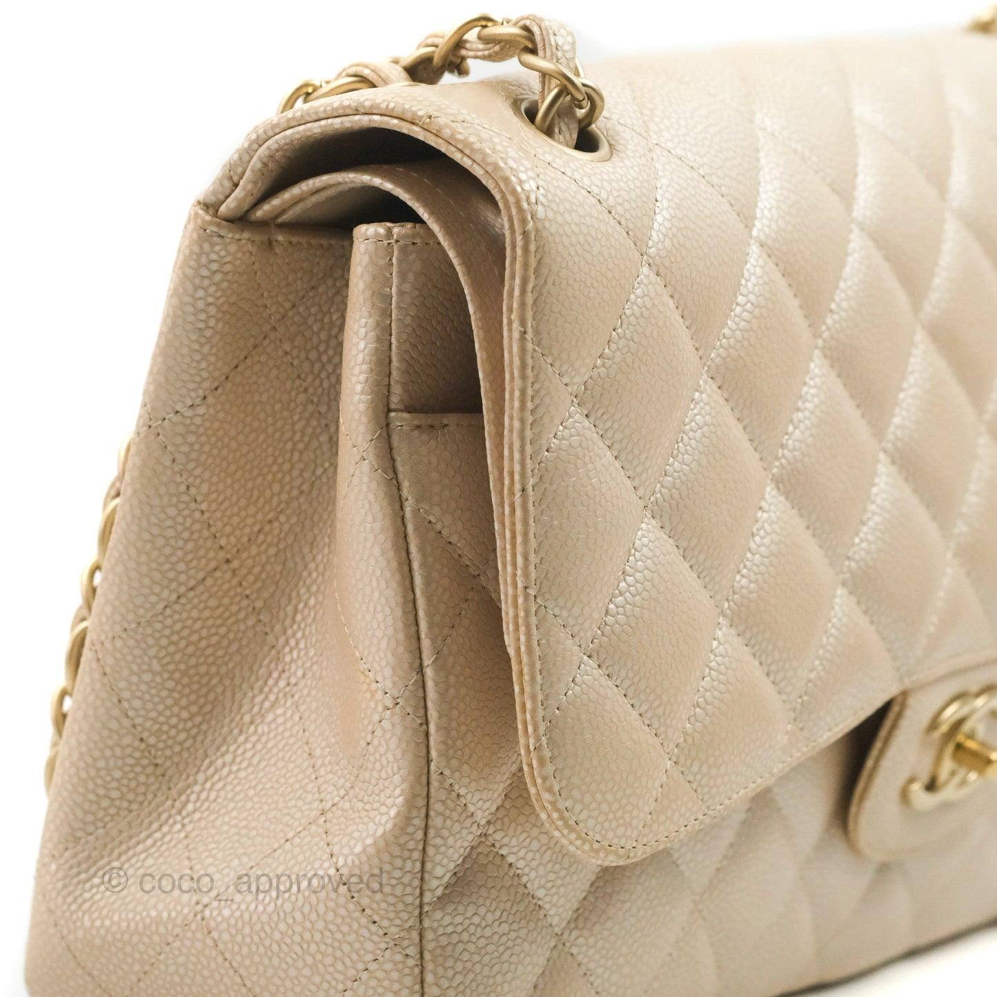 Chanel Jumbo Double Flap Iridescent Pearly Caviar Gold Hardware⁣⁣