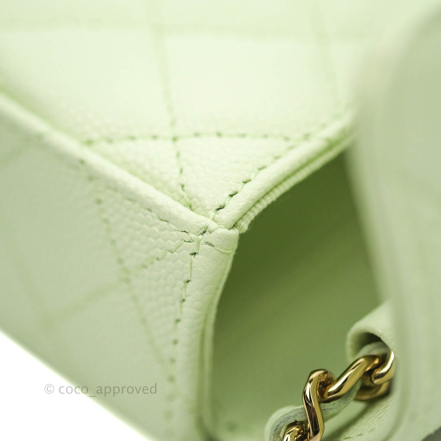 Chanel Classic Clutch With Chain Mint Green Gold Hardware