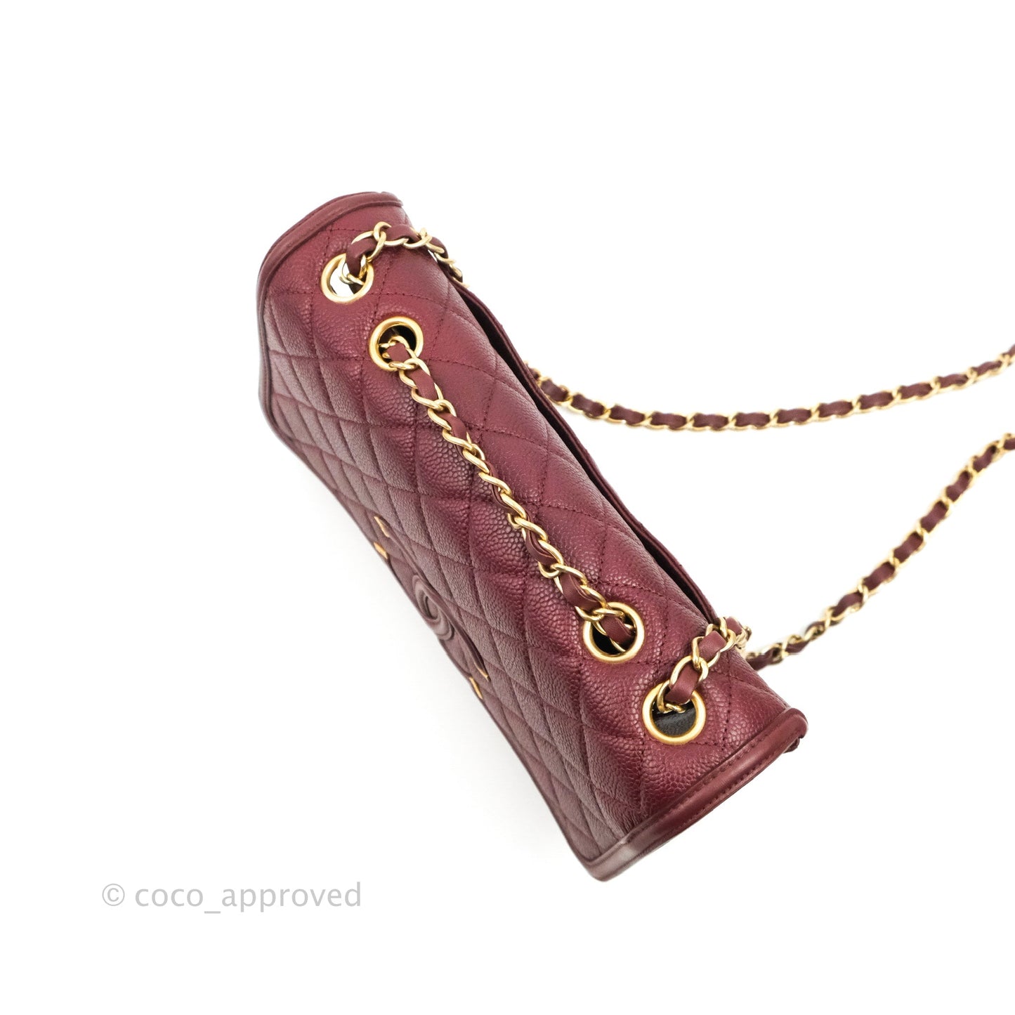 Chanel Quilted Medium CC Filigree Flap Burgundy Black Caviar