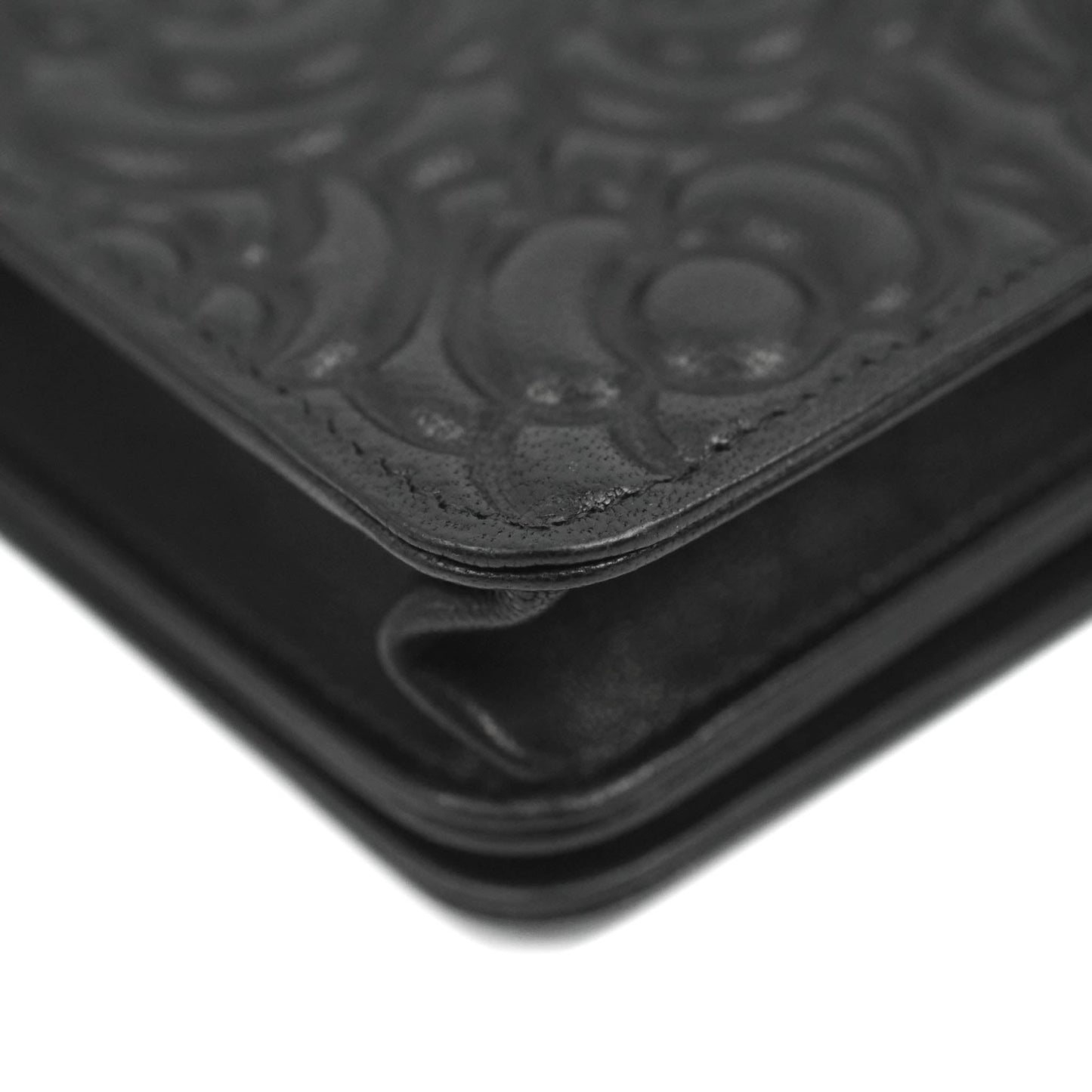 Chanel Camellia Wallet on Chain WOC Black Calfskin Silver Hardware