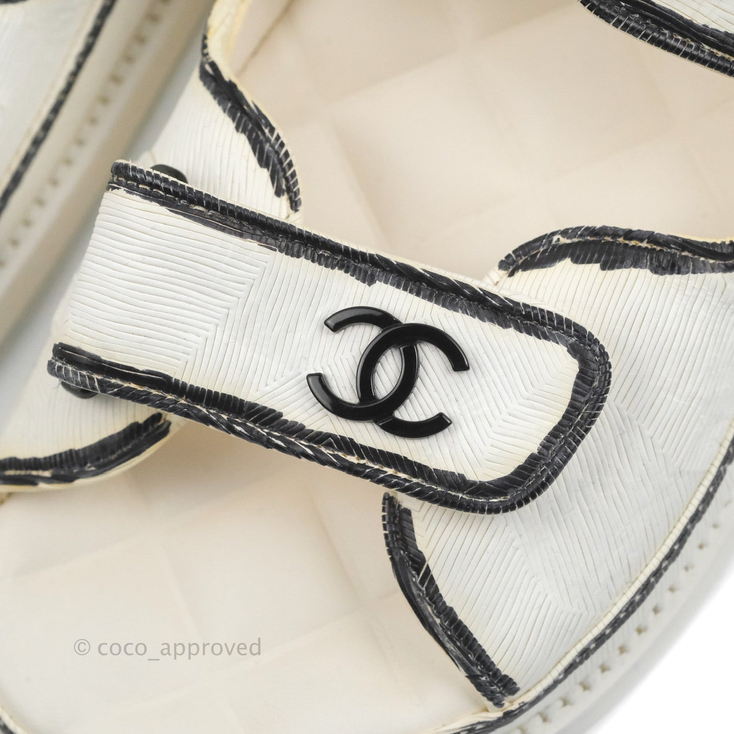 Chanel CC White Black Slide Strap Flat Dad Sandals Size 39