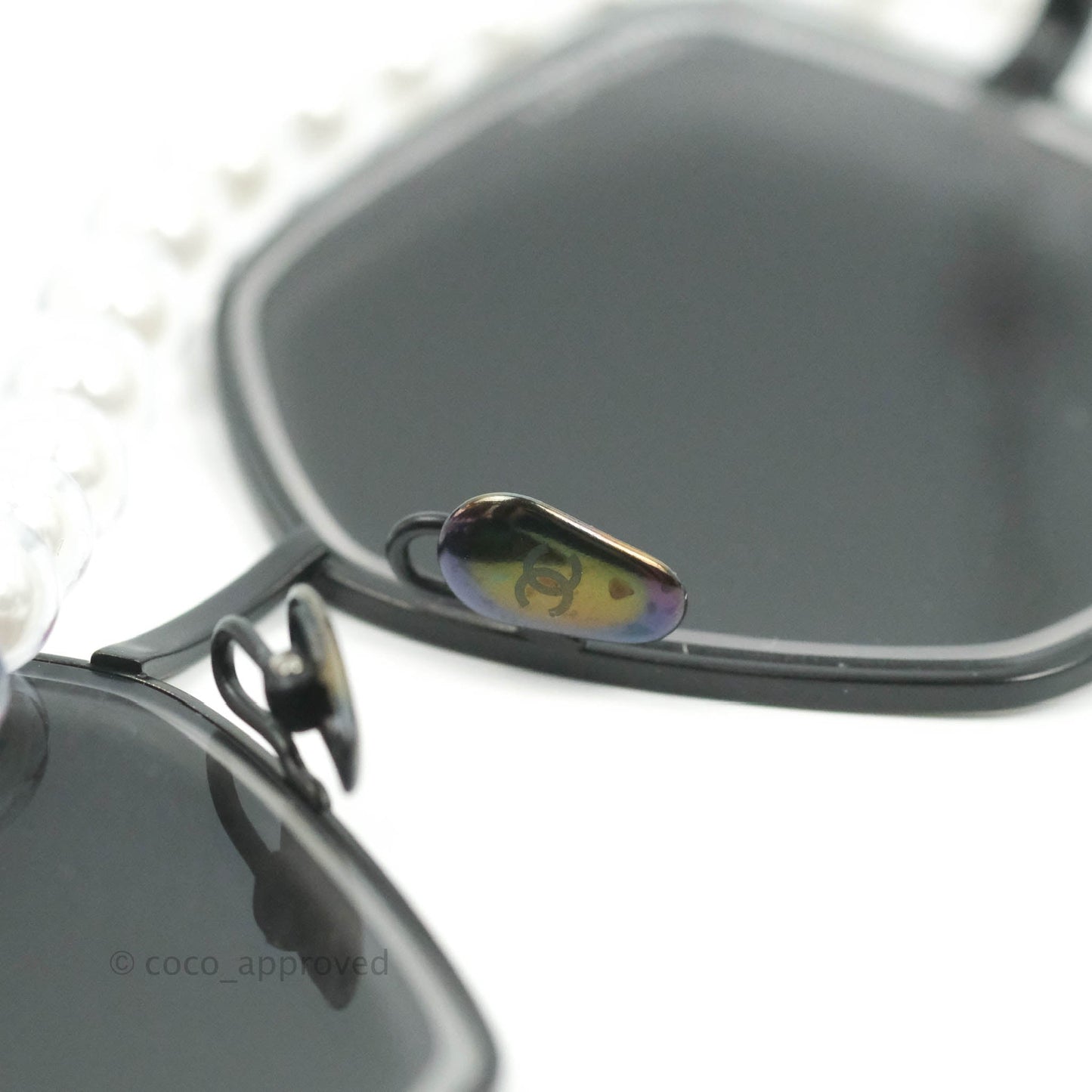 Chanel 4262 Butterfly Black Metal Sunglasses with Pearl Strap