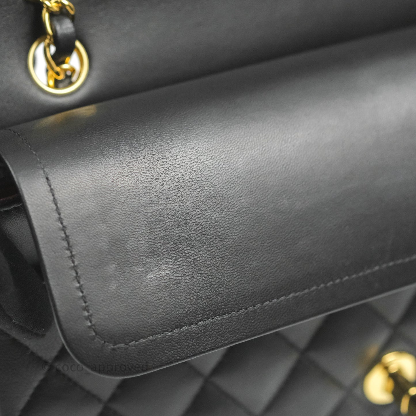 Chanel Classic M/L Medium Double Flap Black Lambskin Gold Hardware