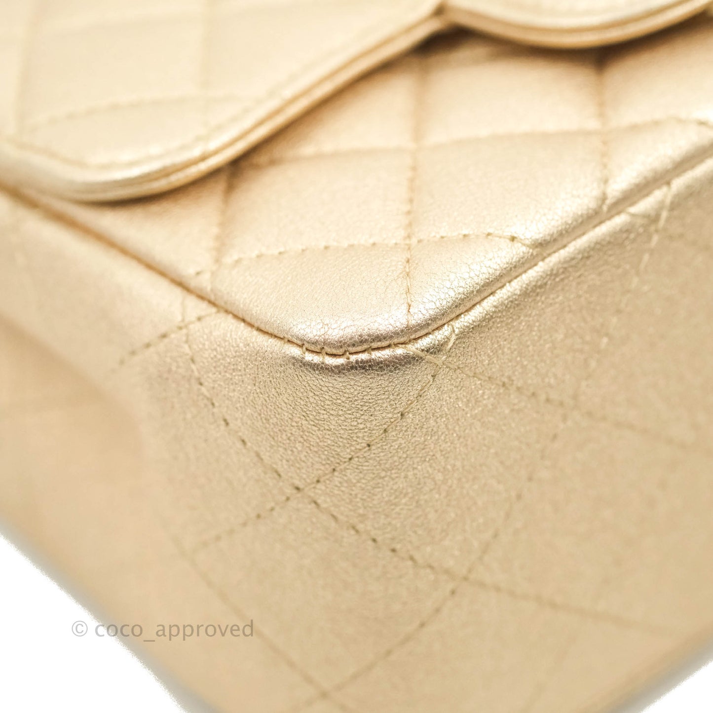 Chanel Classic Quilted Mini Square Flap Iridescent Gold Gold Hardware 21P