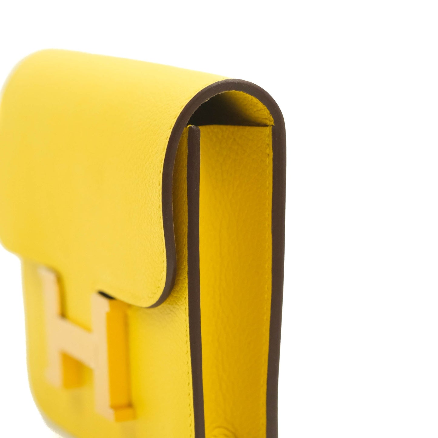 Hermès Constance Slim Wallet Jaunde De Naples Epsom Gold Hardware