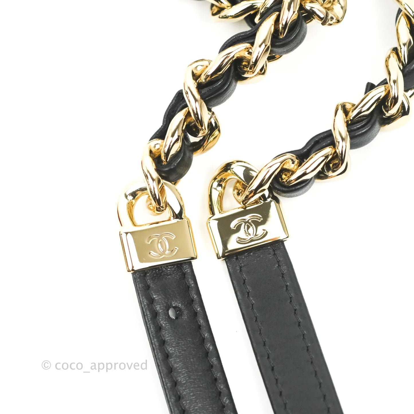 Chanel Resin Bi-Color Chain Mini Card Holder Belt Bag Black Lambskin Gold Hardware