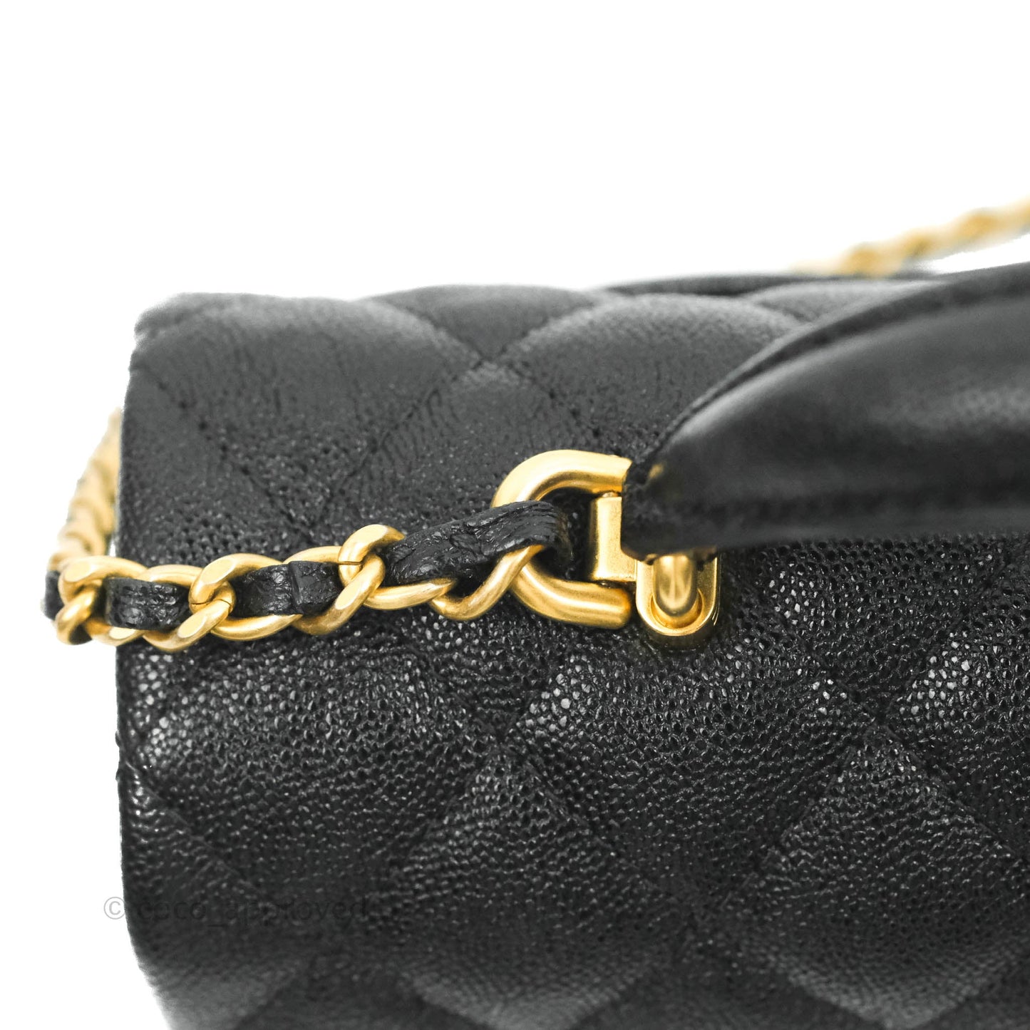 Chanel Top Handle Mini Rectangular Flap Bag Black Caviar Gold Hardware