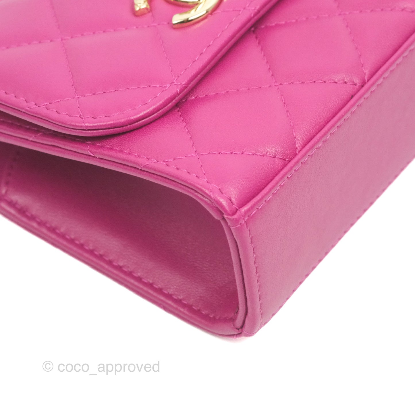 Chanel Mini Quilted Trendy CC Clutch With Chain Plum Lambskin Gold Hardware